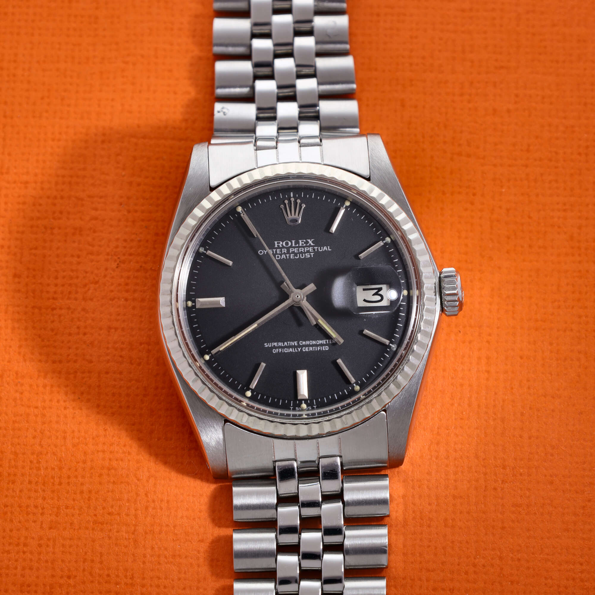 Rolex Datejust Ref. 1601 Matte Black Dial Box and Papers