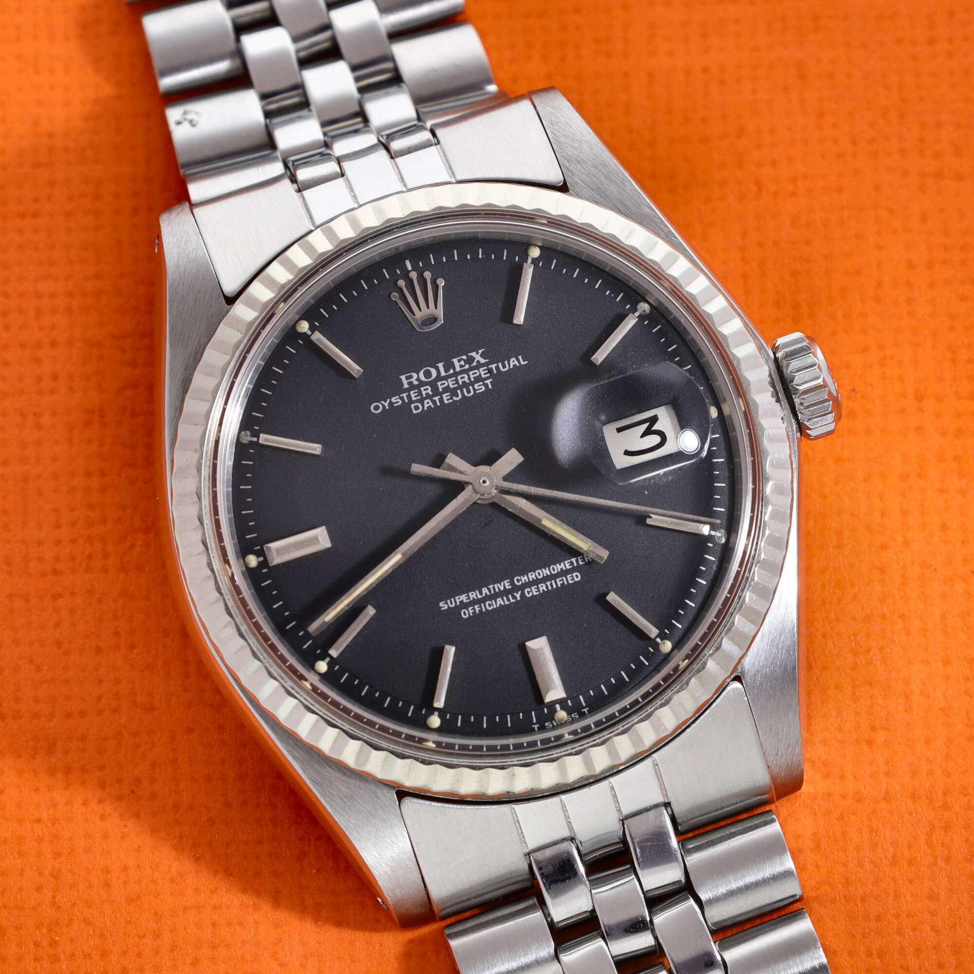 Rolex Datejust Ref. 1601 Matte Black Dial Box and Papers