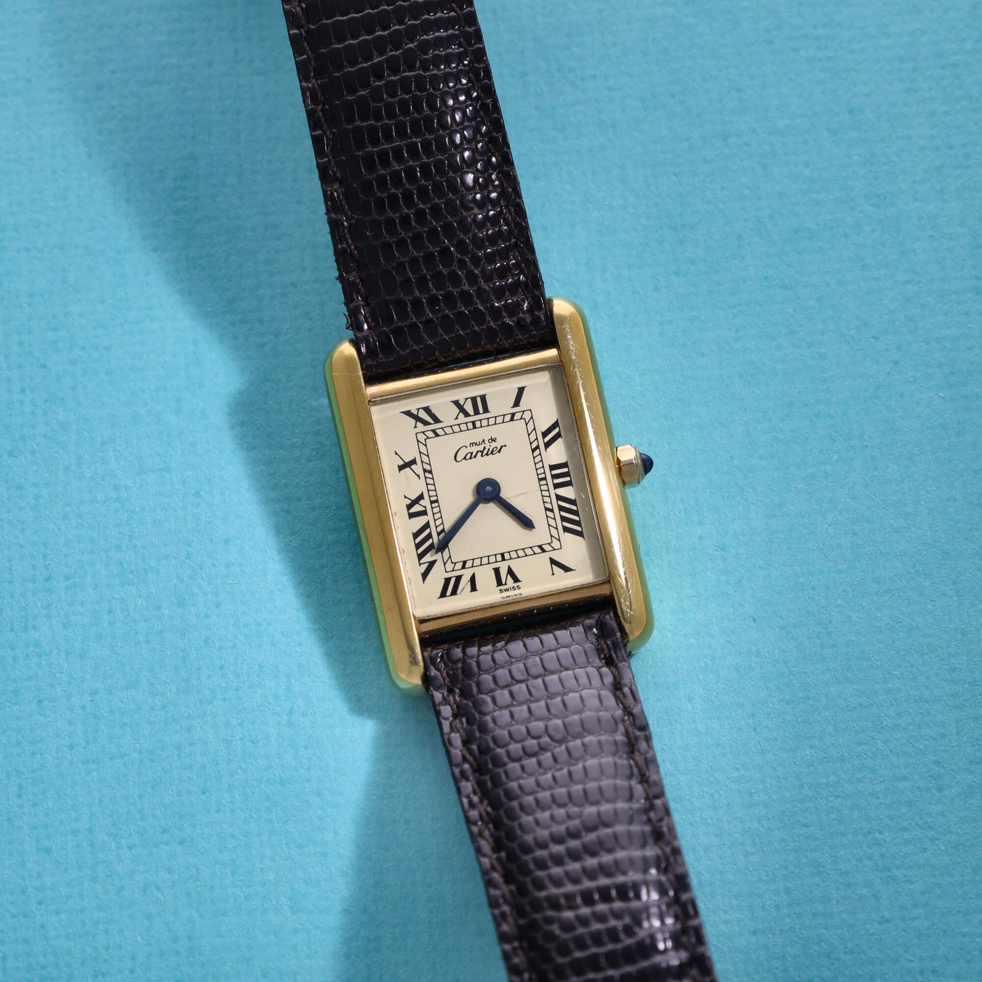 Cartier Must Tank Ref. 3-66001 Ladies Ivory Roman Dial Box and Papers