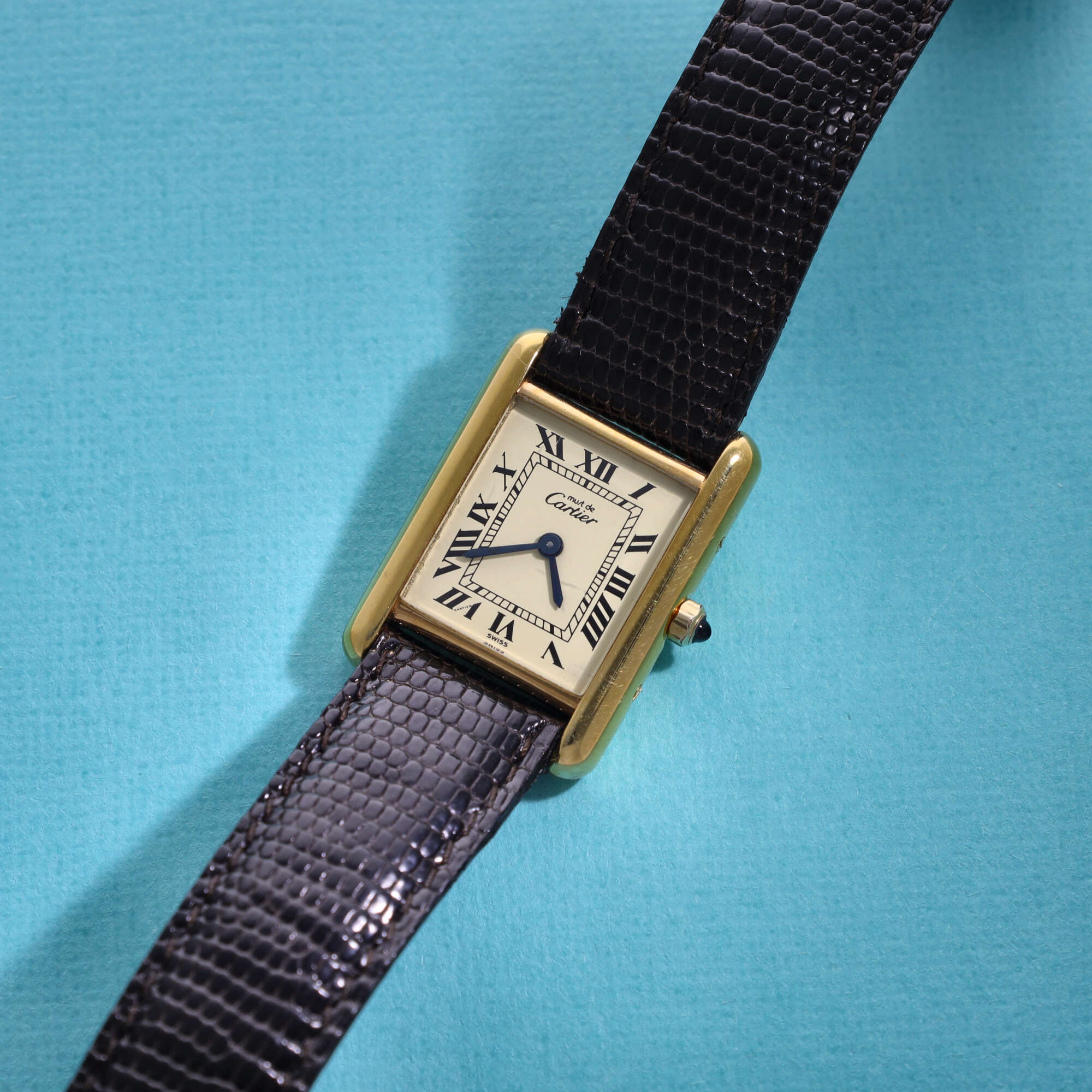 Cartier Must Tank Ref. 3-66001 Ladies Ivory Roman Dial Box and Papers