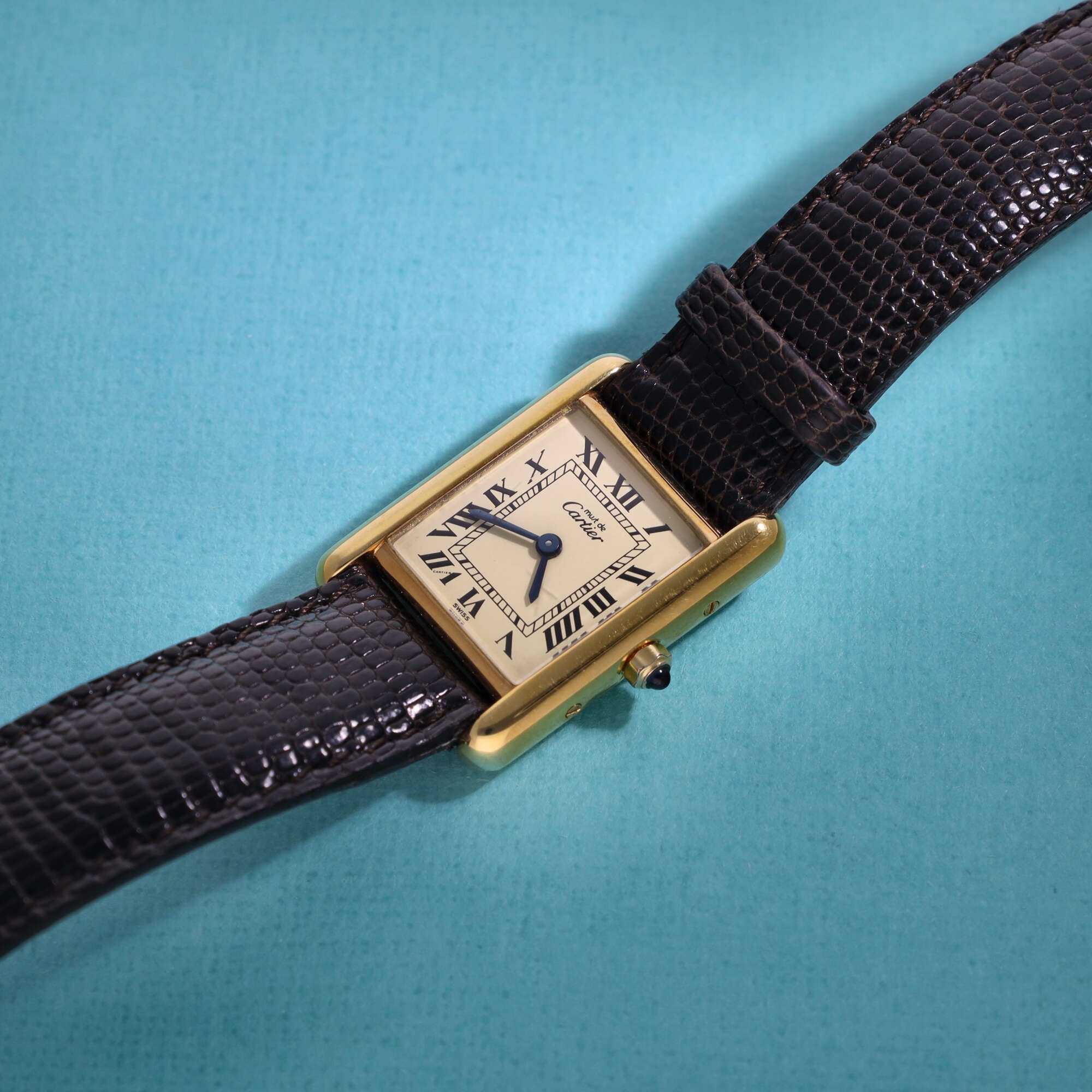 Cartier Must Tank Ref. 3-66001 Ladies Ivory Roman Dial Box and Papers