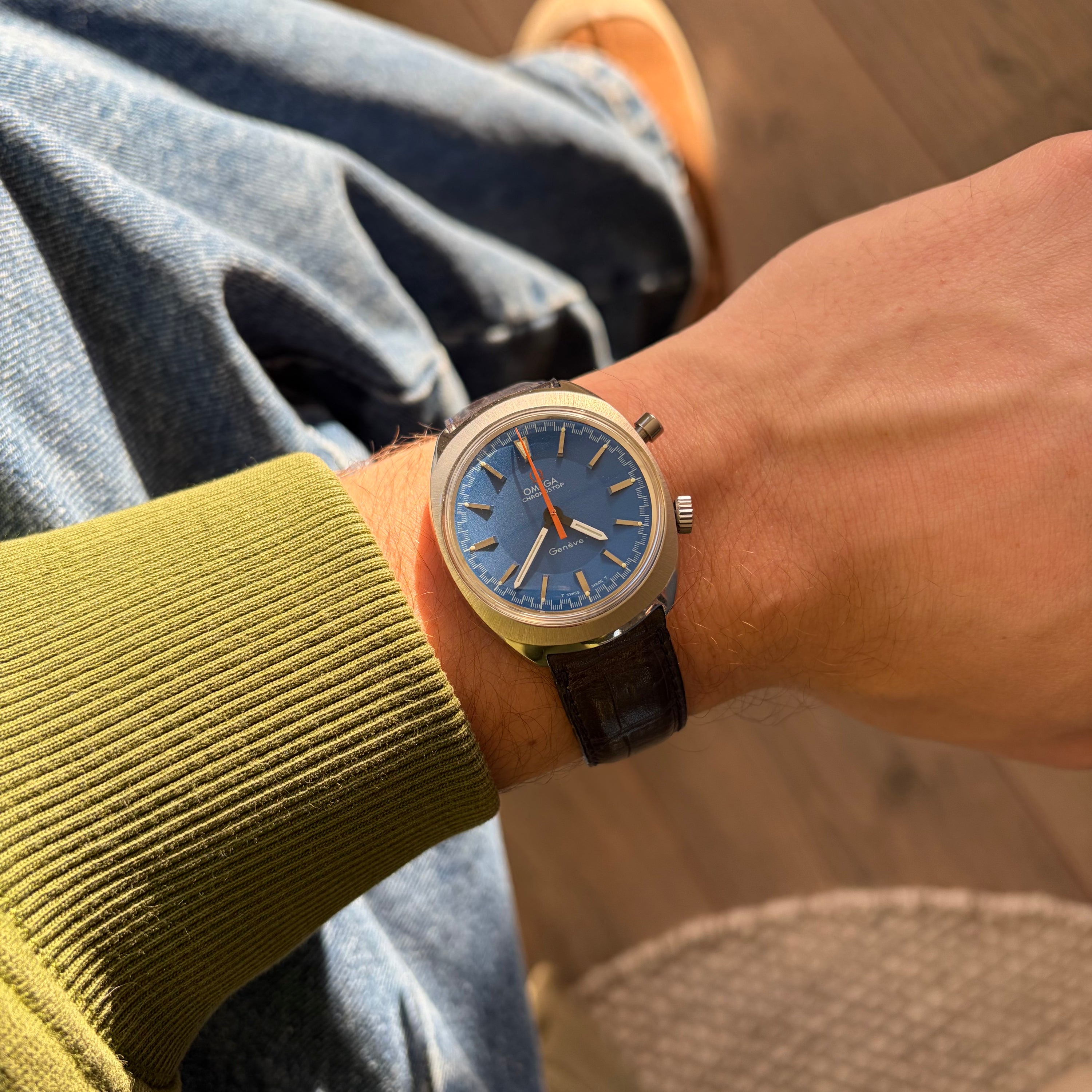 Omega Chronostop Ref. 145.009 Bright Blue Dial