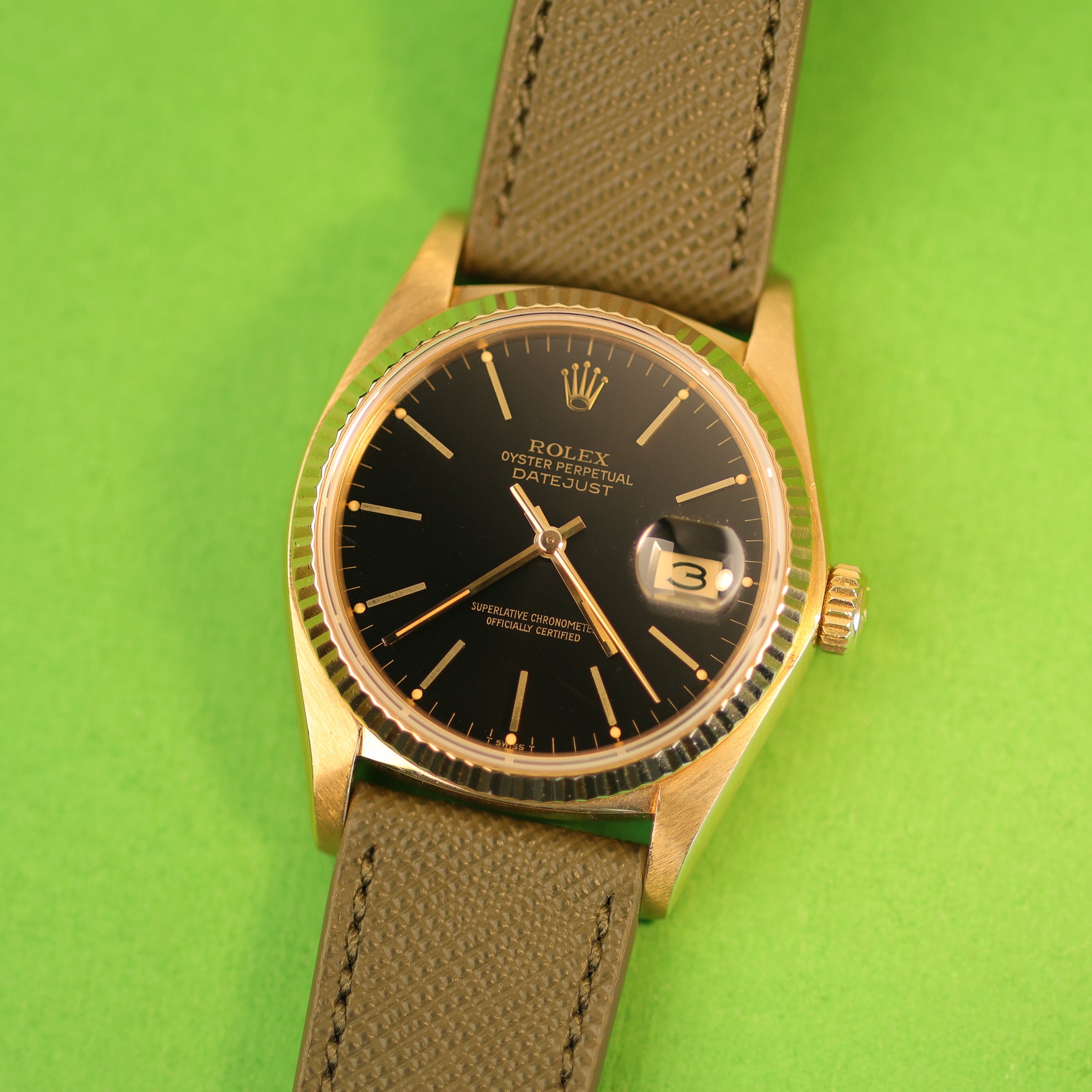 Rolex Datejust Ref. 16018 18K Yellow Gold Black Dial