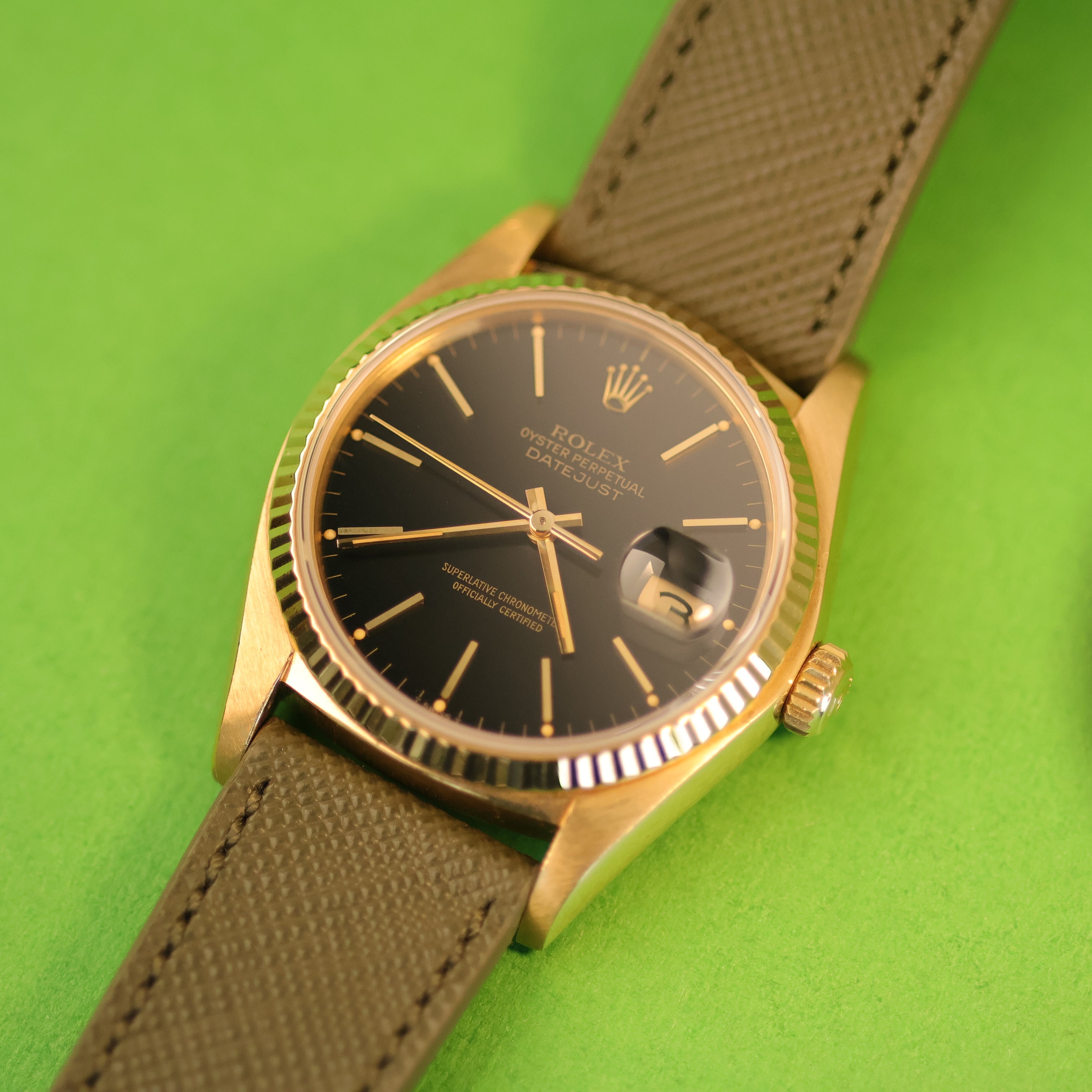 Rolex Datejust Ref. 16018 18K Yellow Gold Black Dial