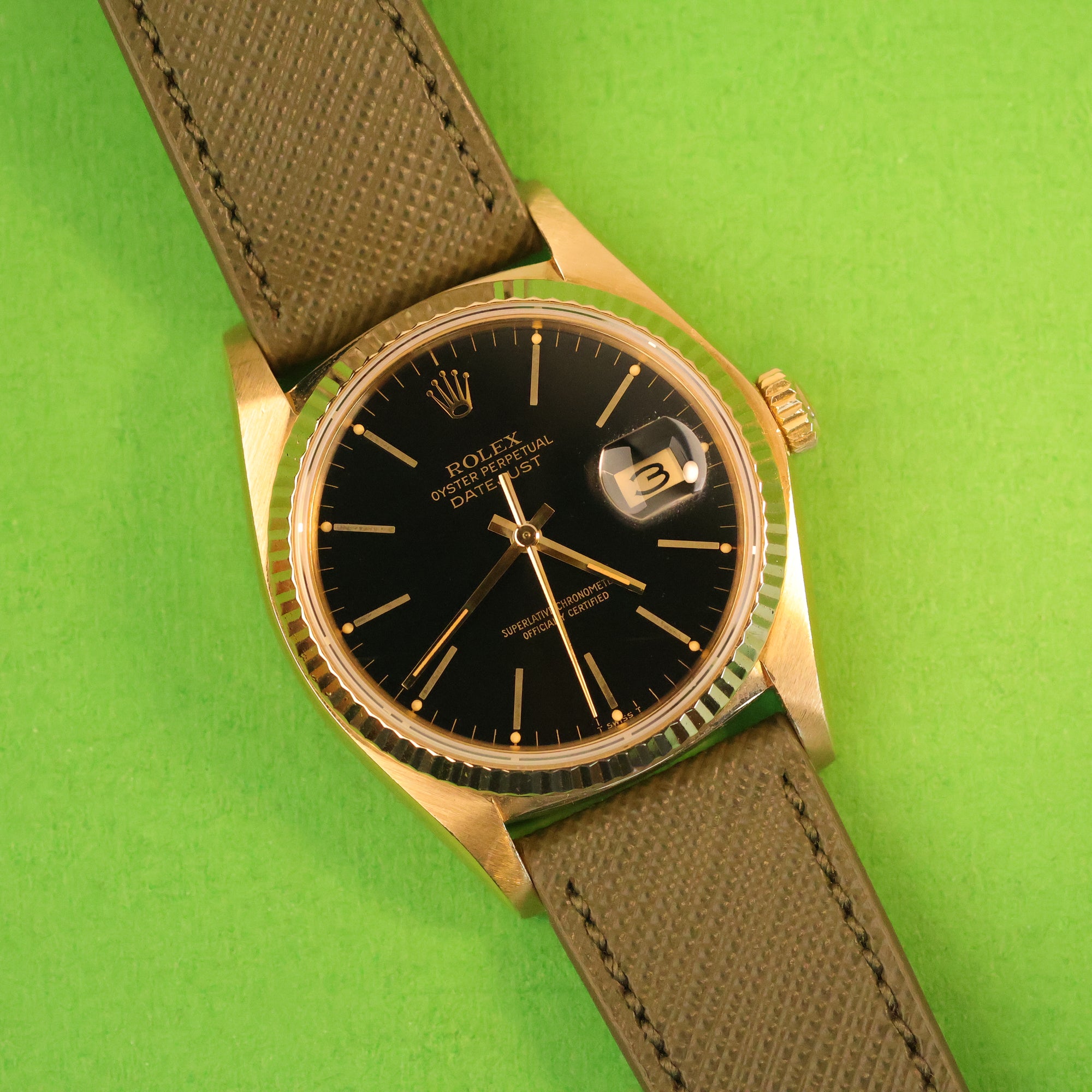 Rolex Datejust Ref. 16018 18K Yellow Gold Black Dial