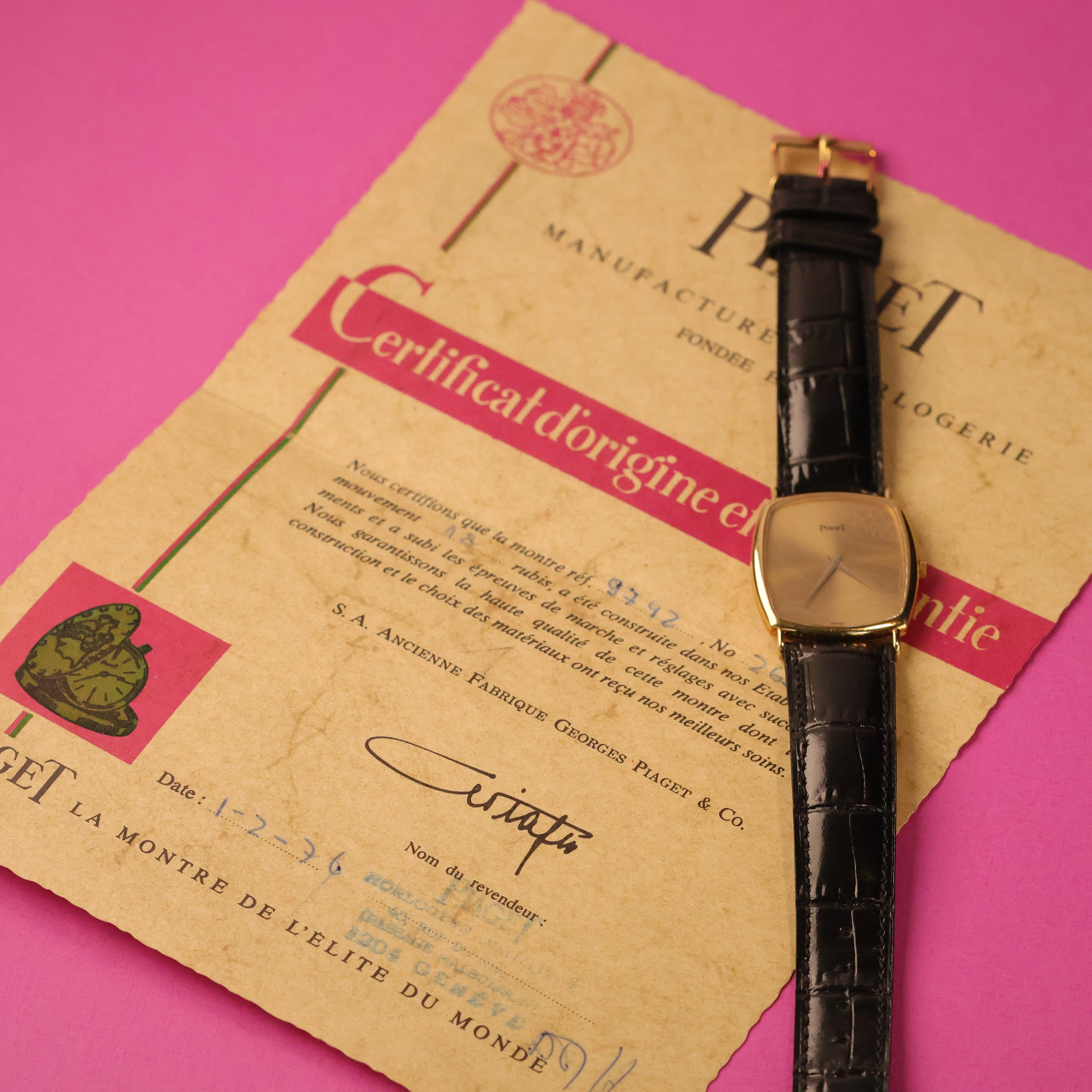 Piaget Ref. 9742 Wavy Patina Champagne Dial With Original Documentation