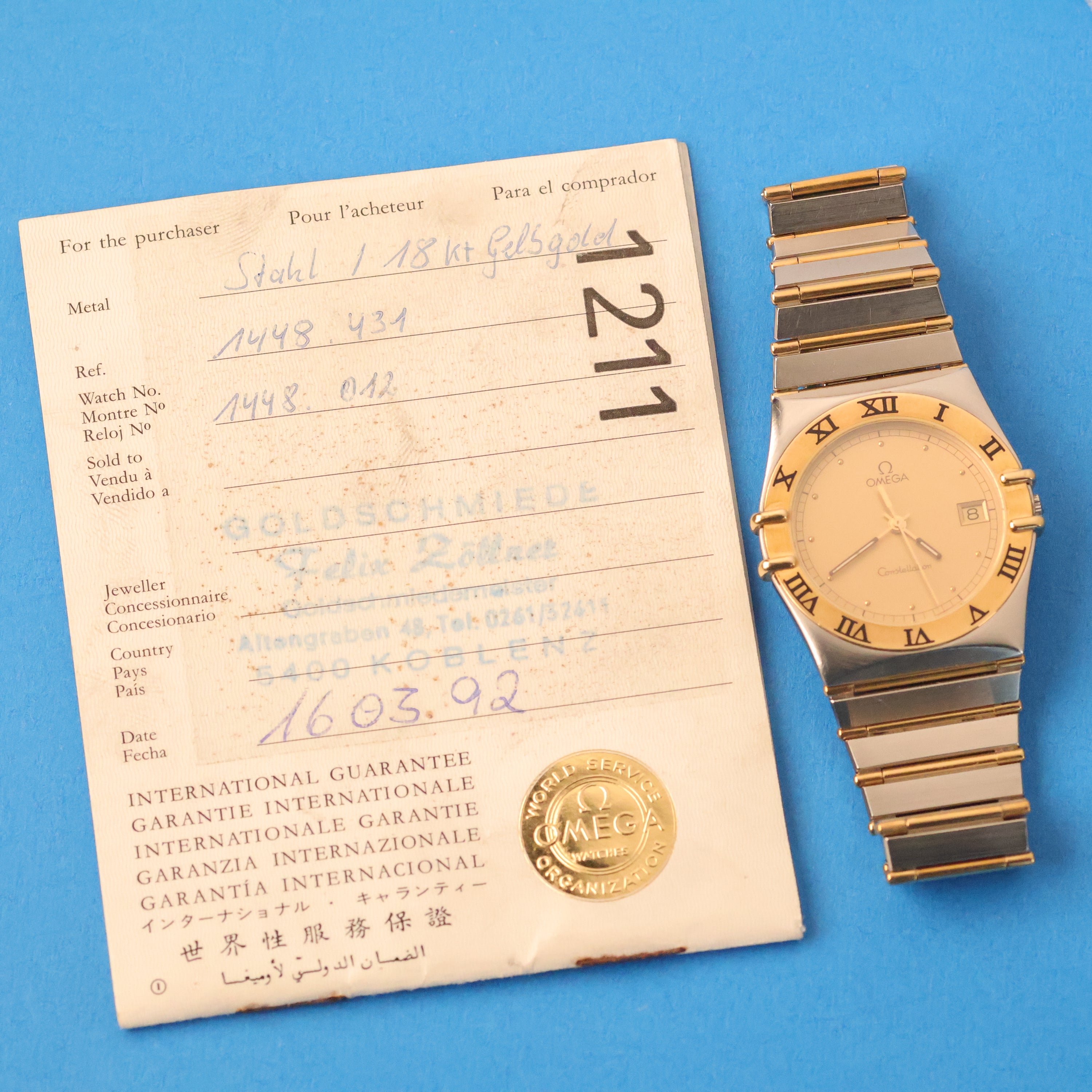 Omega Constellation Ref. 1448431 'Full-Bar' With Papers
