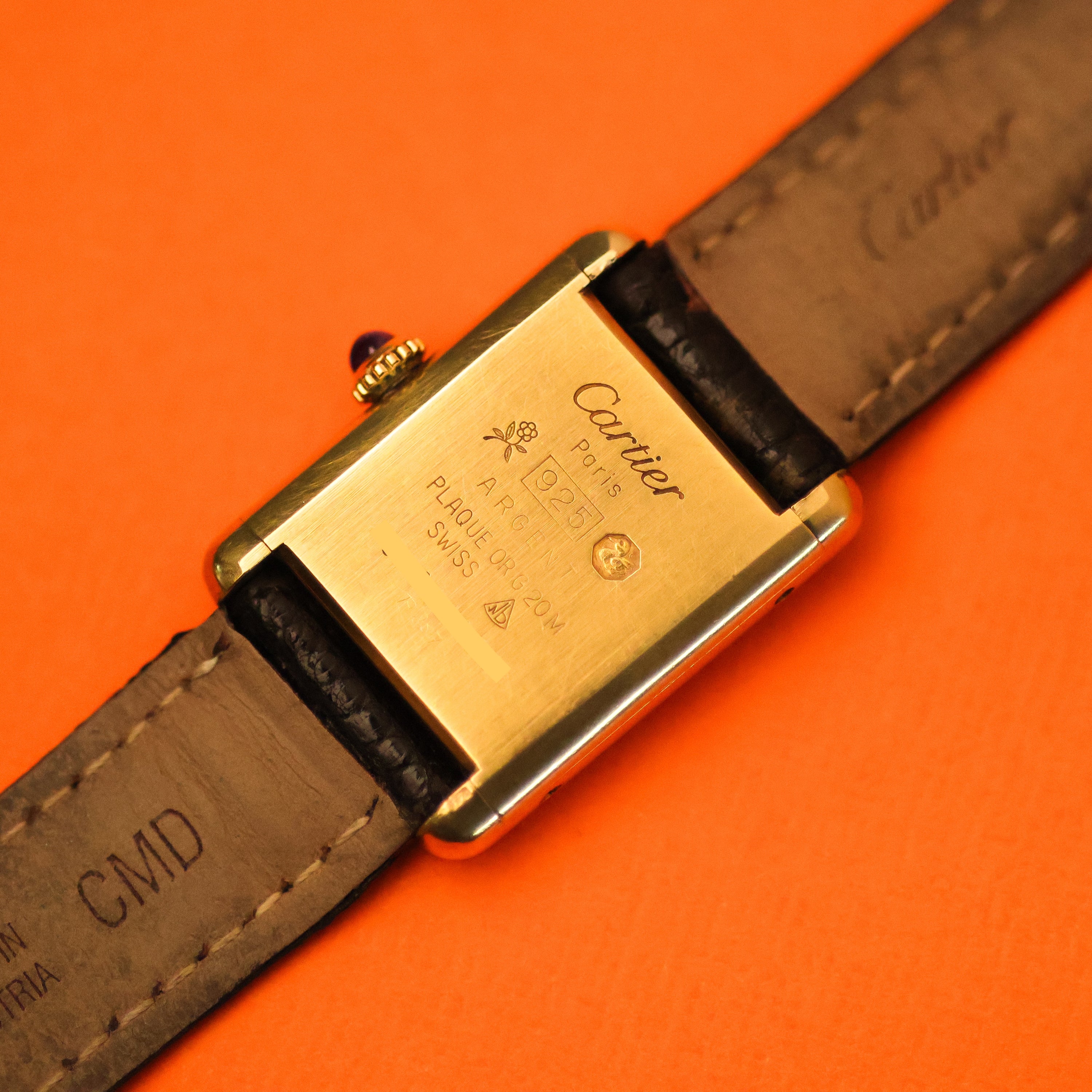 Cartier Must Tank Small Black (Inverted) Dial Box and Papers