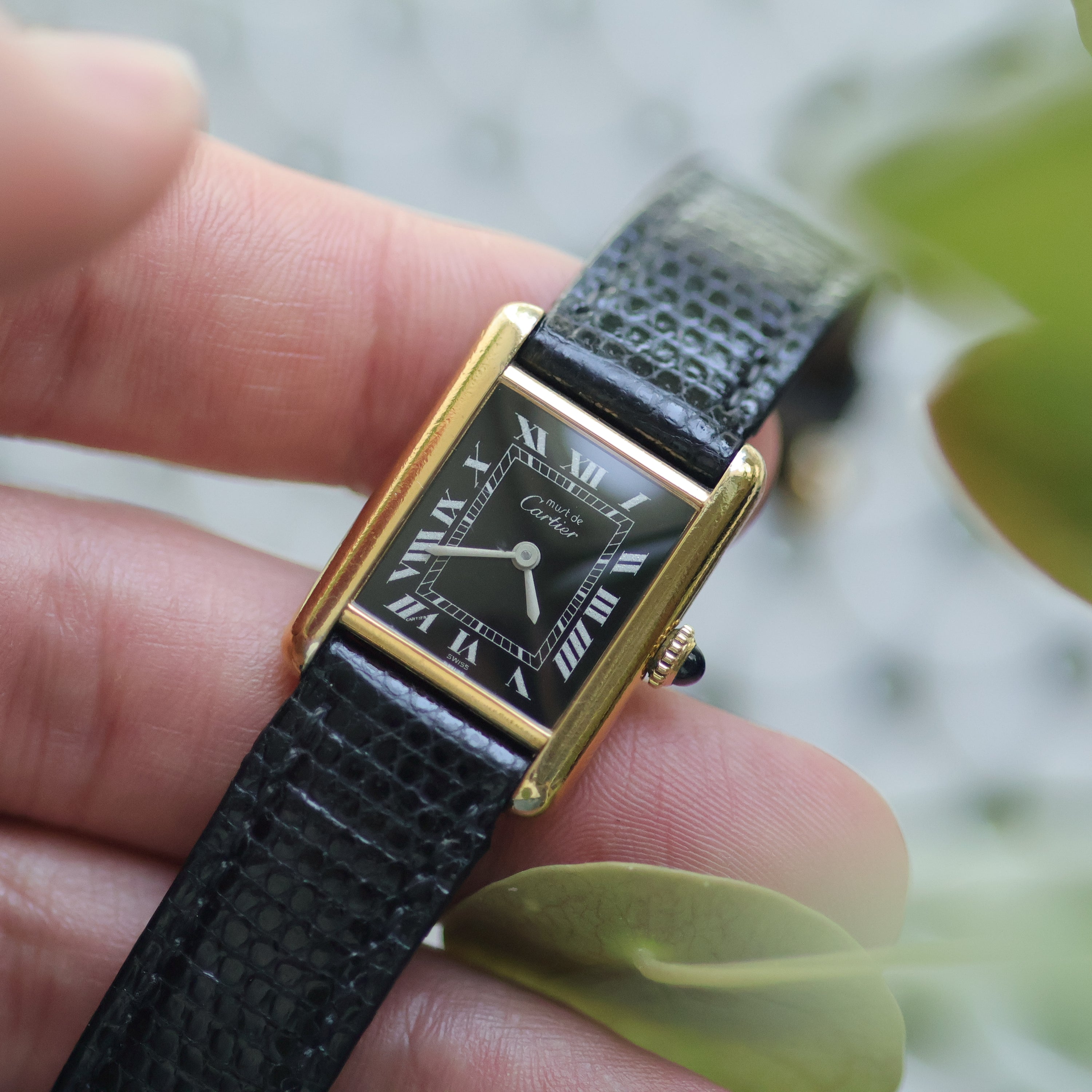 Cartier Must Tank Small Black (Inverted) Dial Box and Papers