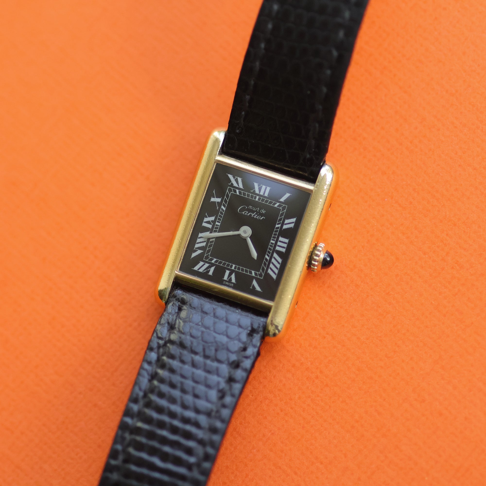 Cartier Must Tank Small Black (Inverted) Dial Box and Papers