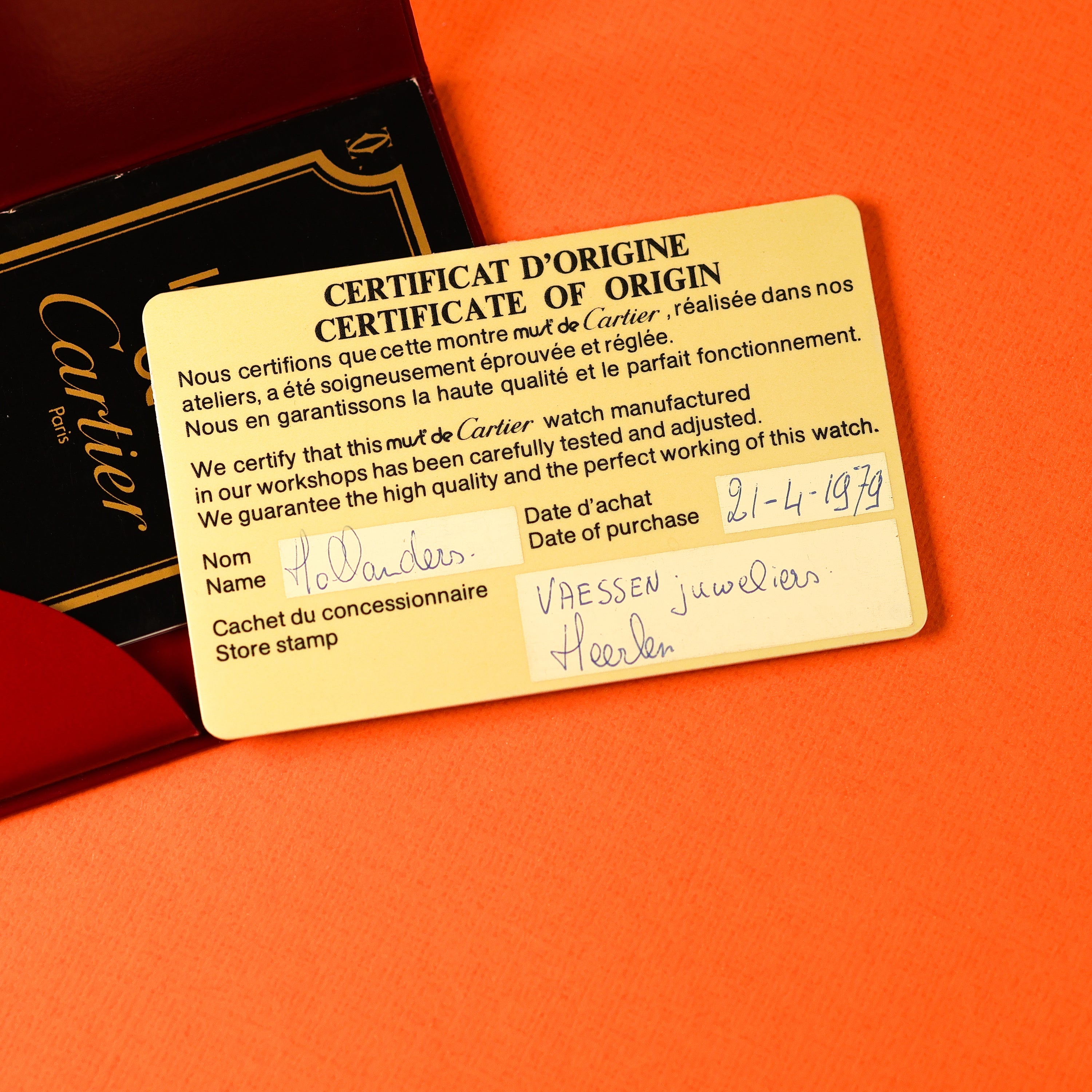 Cartier Must Tank Small Black (Inverted) Dial Box and Papers