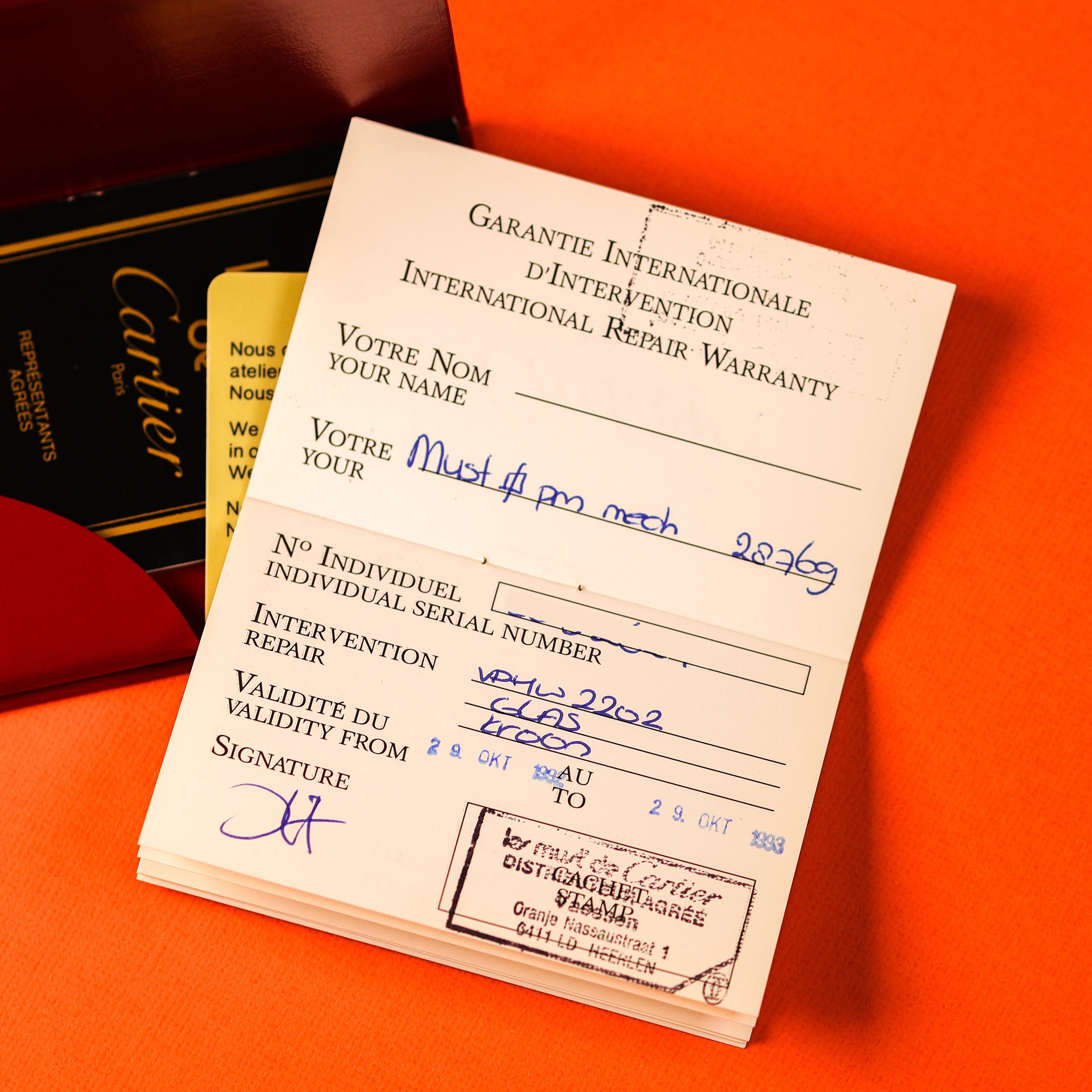 Cartier Must Tank Small Black (Inverted) Dial Box and Papers