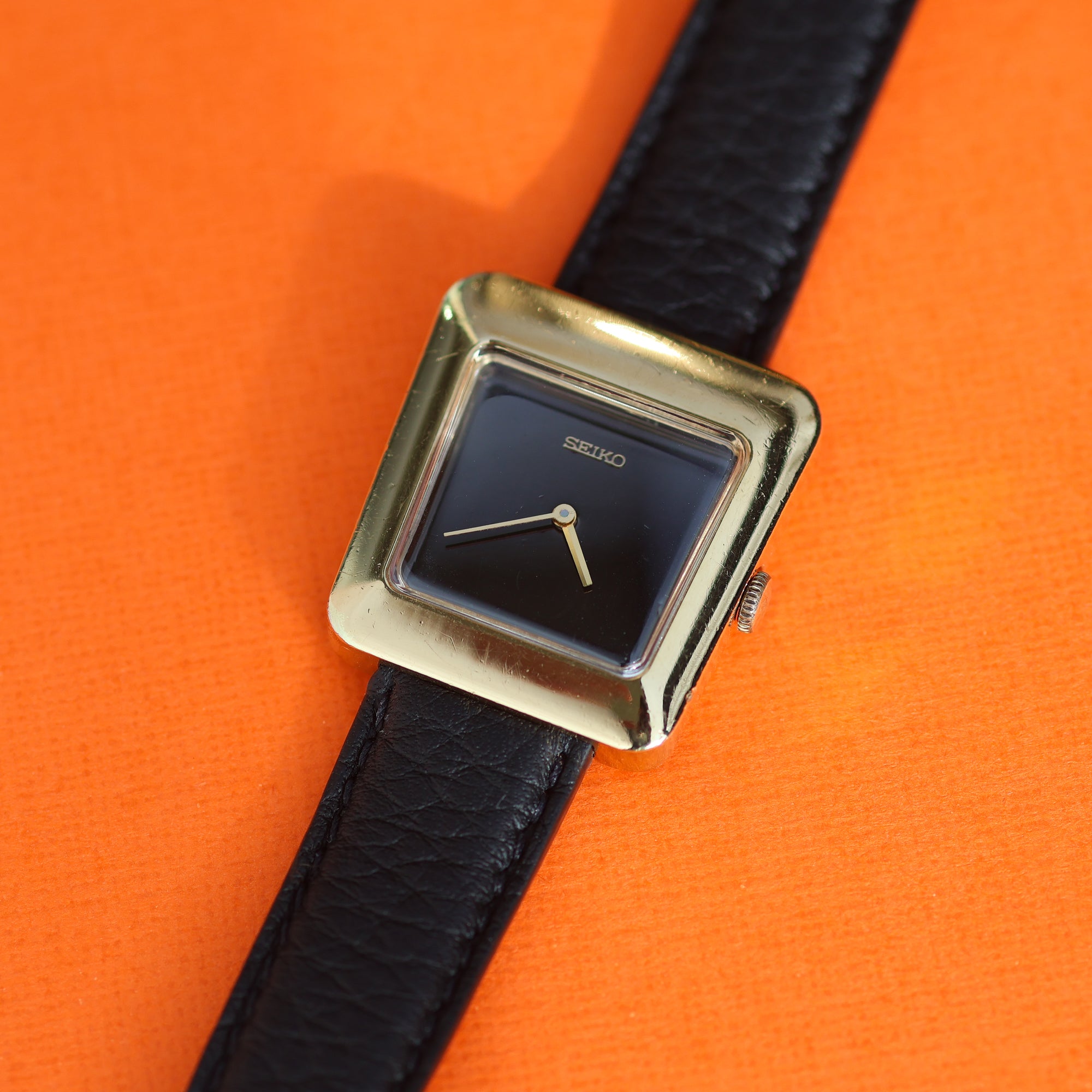 Seiko Trapezoid Ref. 11-4250 Gold Plated Black Dial