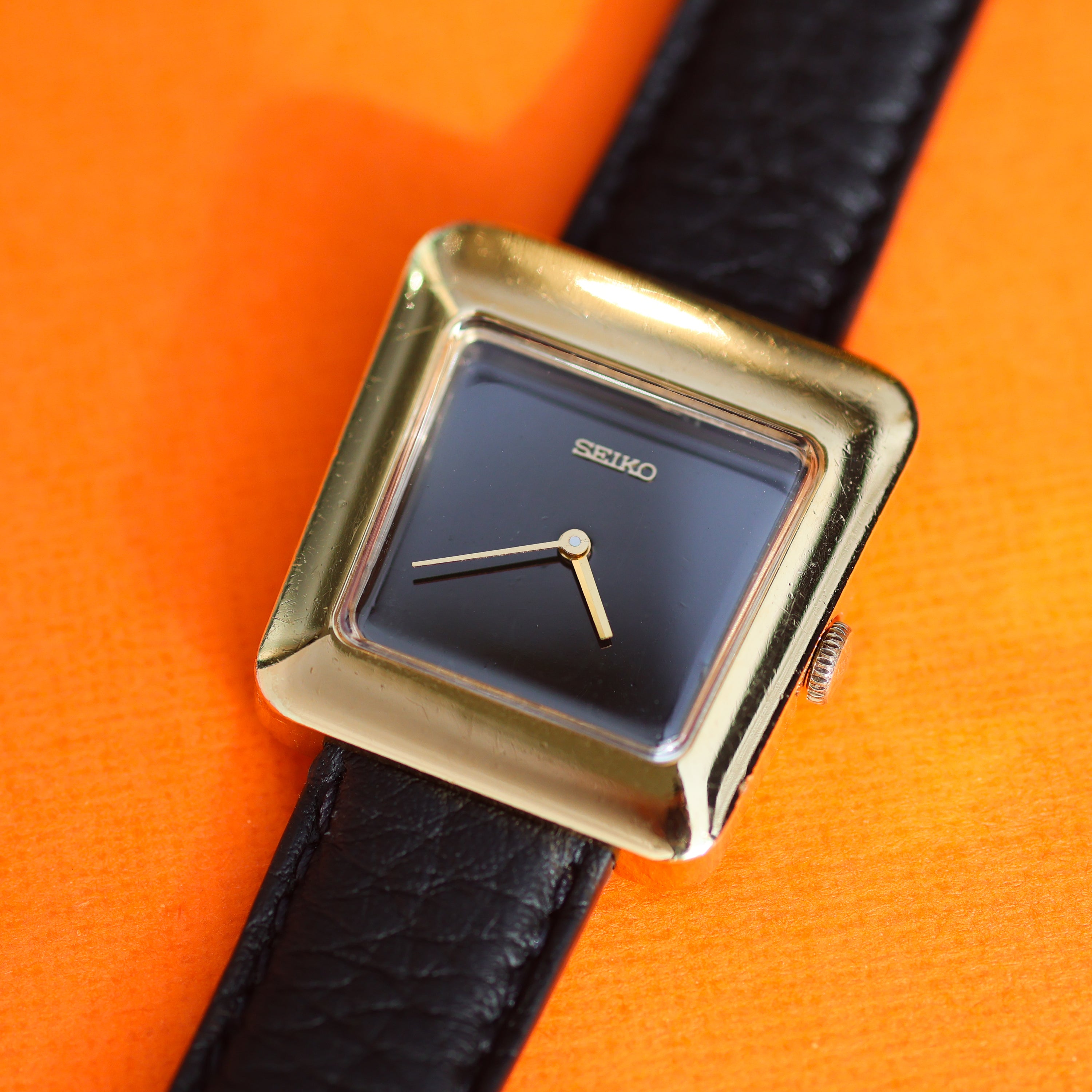 Seiko Trapezoid Ref. 11-4250 Gold Plated Black Dial