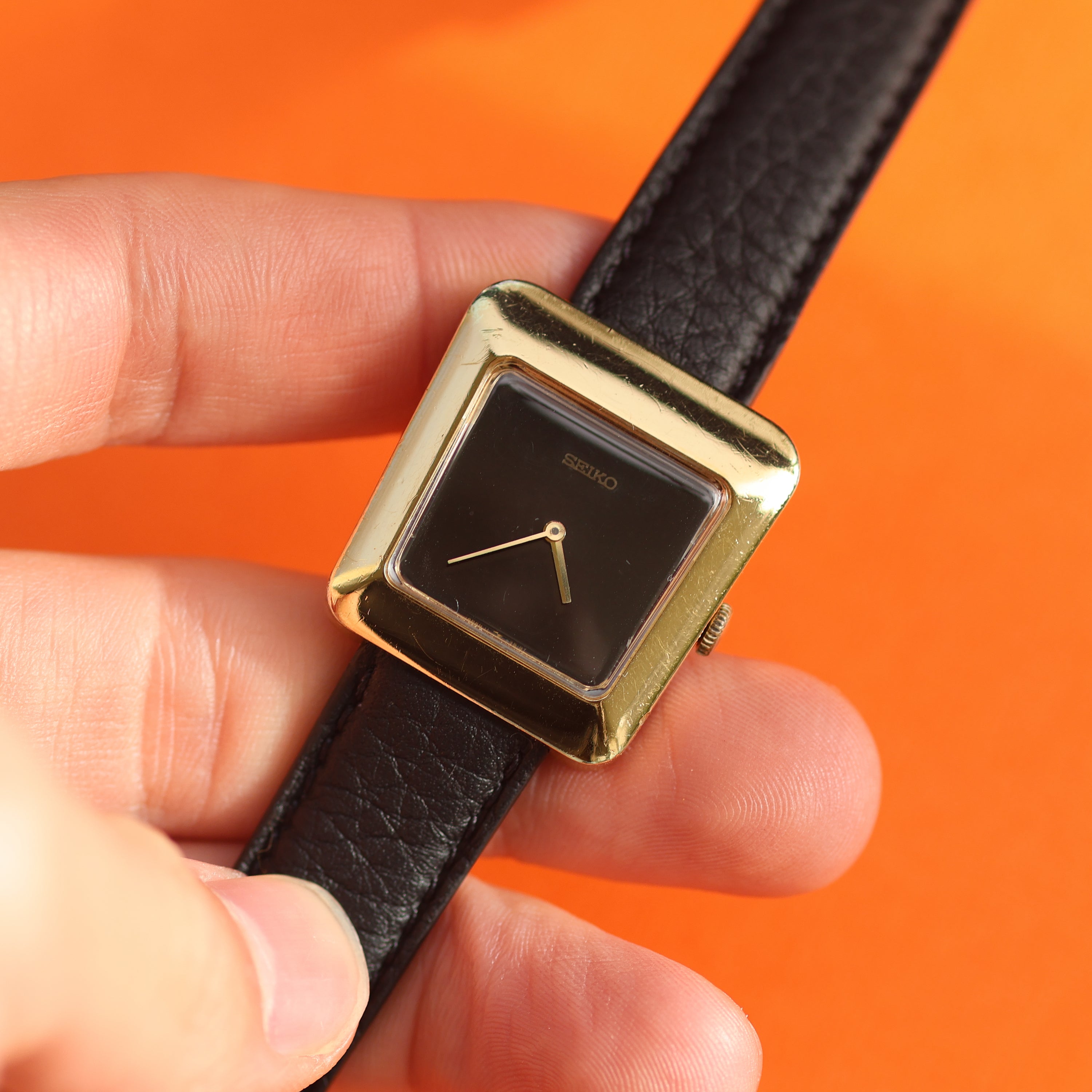Seiko Trapezoid Ref. 11-4250 Gold Plated Black Dial