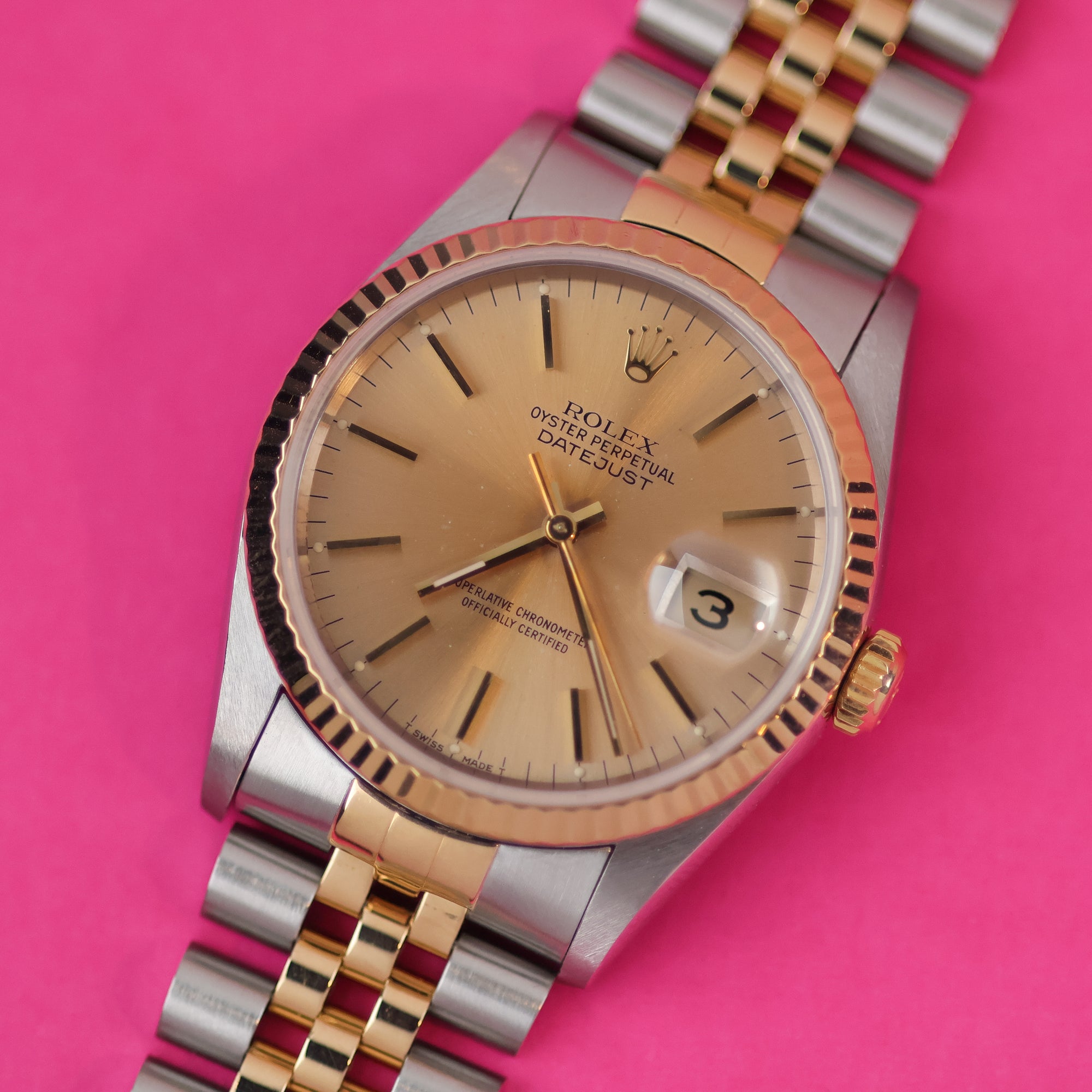 Rolex Datejust Ref. 16233 Steel and Gold Warm Patina Silver Dial