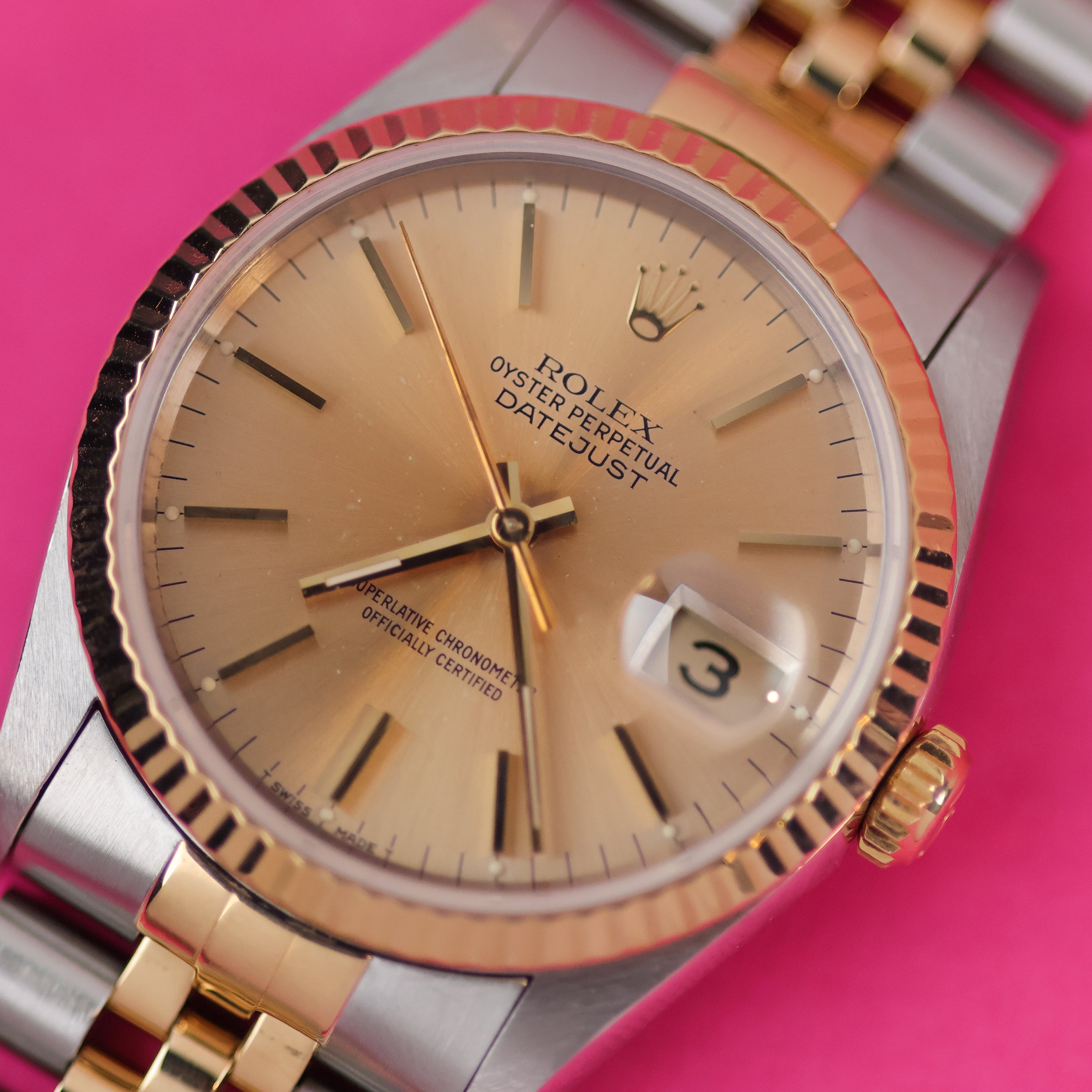 Rolex Datejust Ref. 16233 Steel and Gold Warm Patina Silver Dial