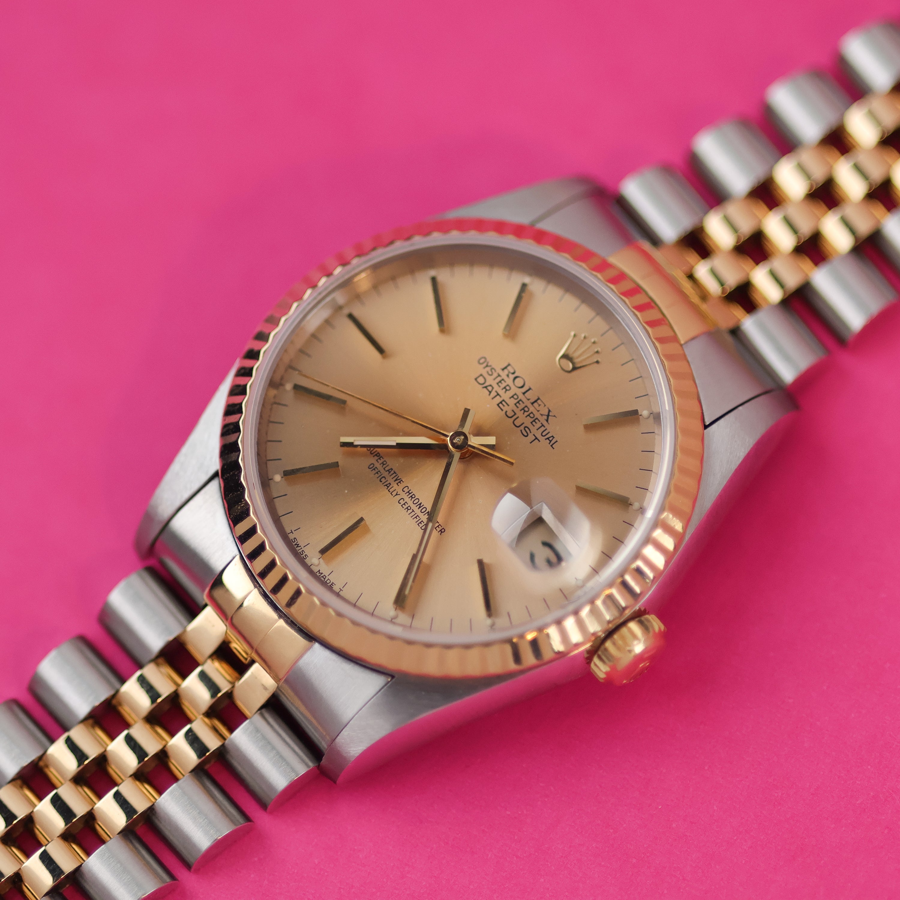 Rolex Datejust Ref. 16233 Steel and Gold Warm Patina Silver Dial