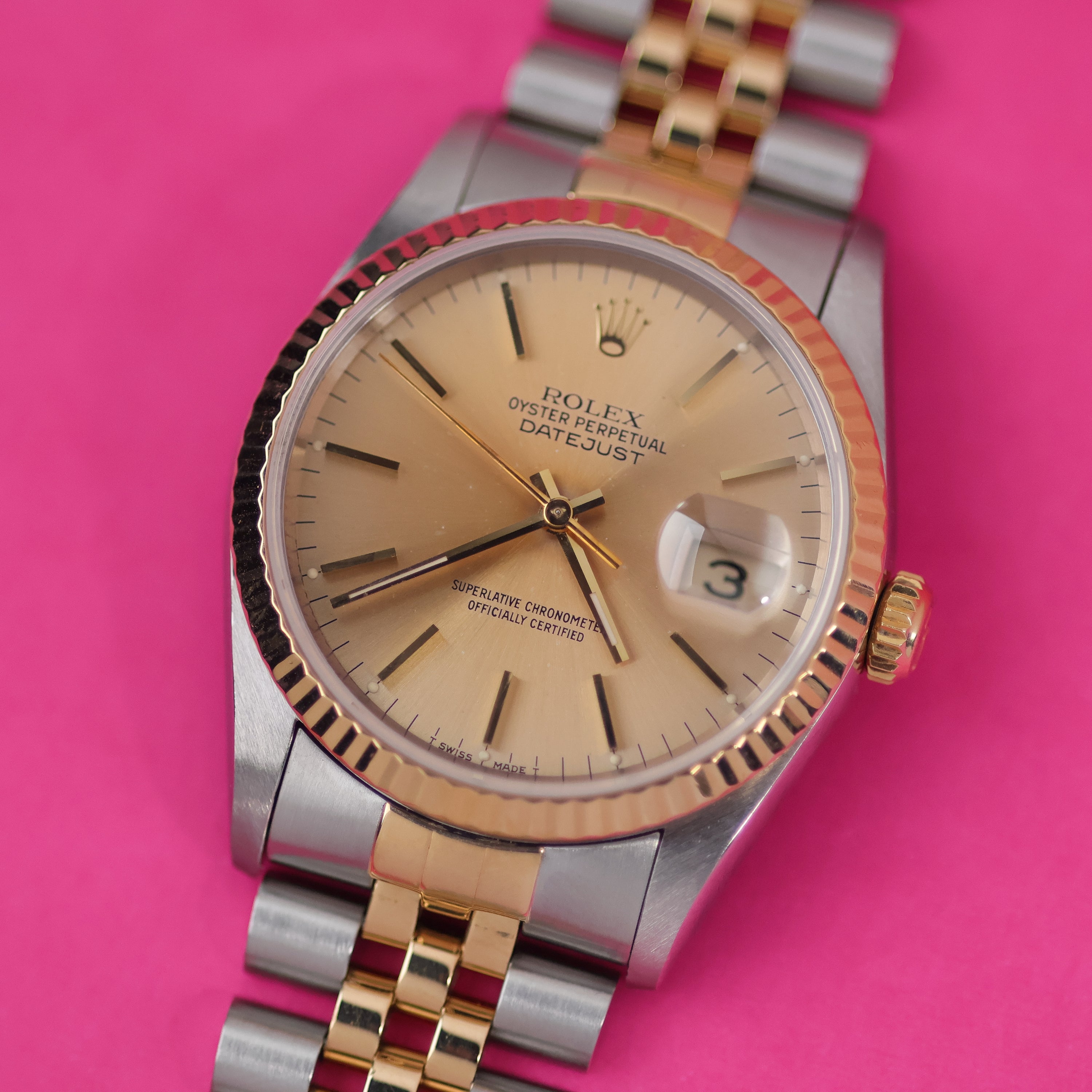 Rolex Datejust Ref. 16233 Steel and Gold Warm Patina Silver Dial
