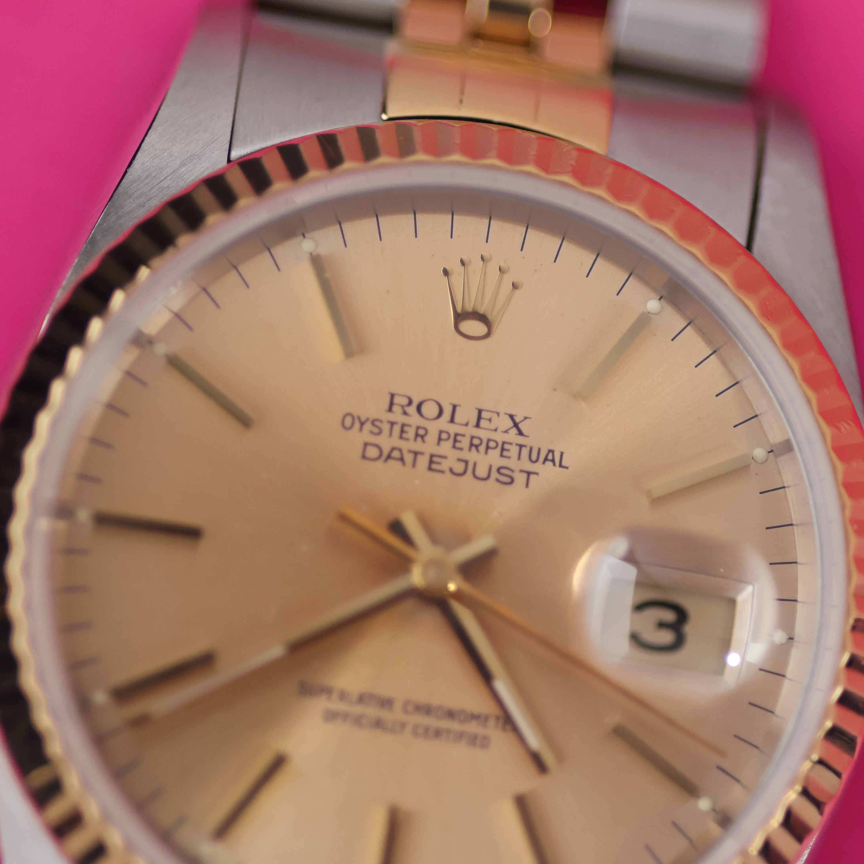 Rolex Datejust Ref. 16233 Steel and Gold Warm Patina Silver Dial