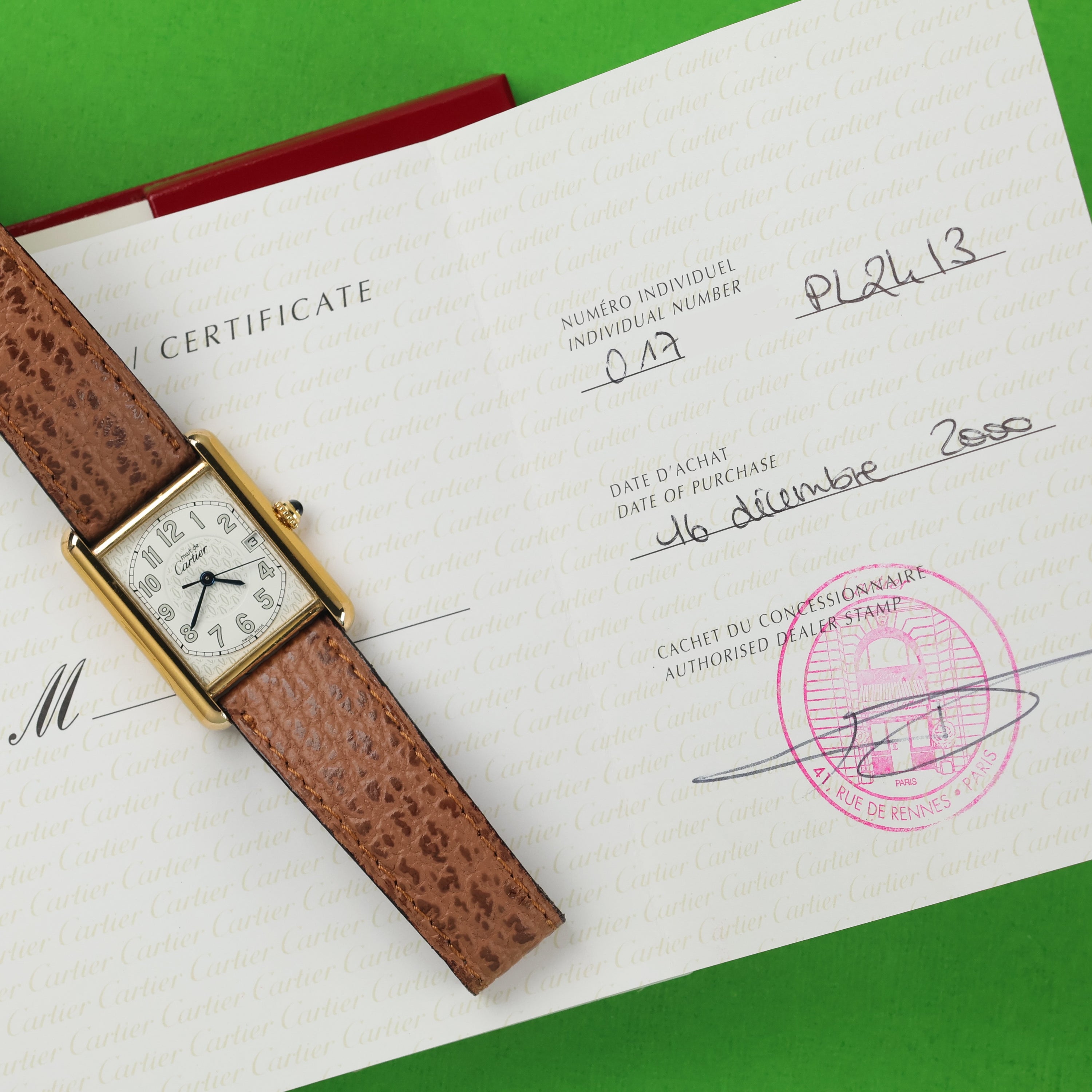 Cartier Tank Must Ref. 2413 'XL' With Box and Papers