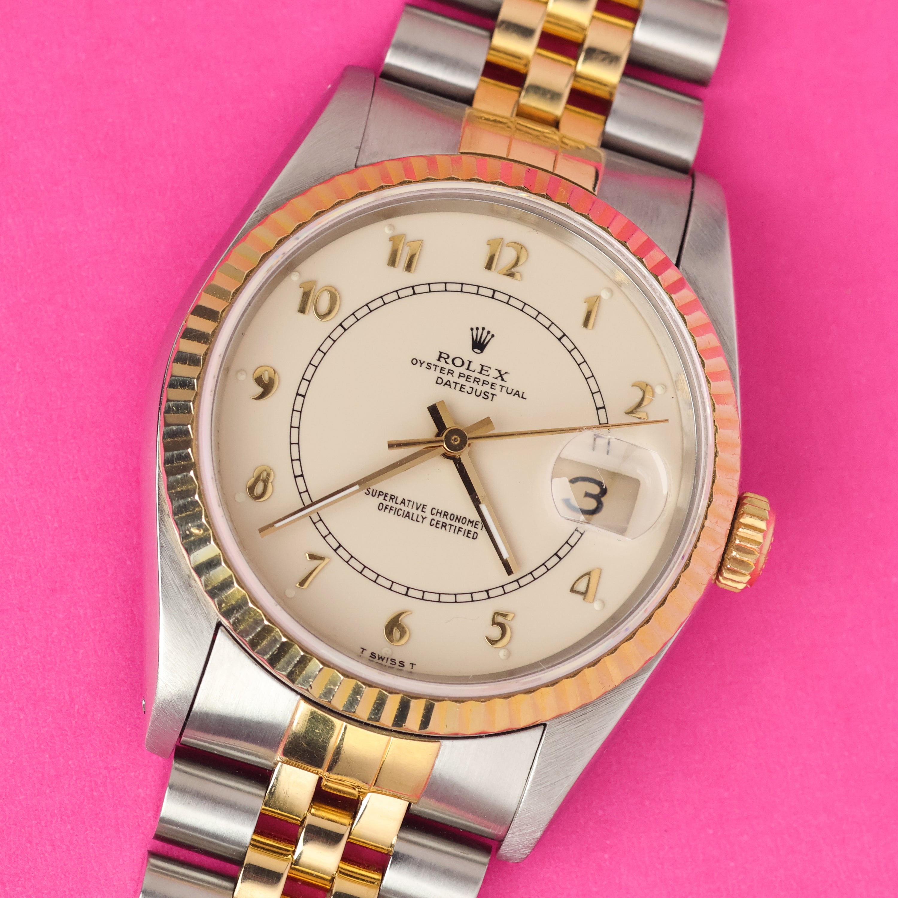 Rolex Datejust Ref. 16233 Steel and Gold Creamy Boiler Gauge Dial