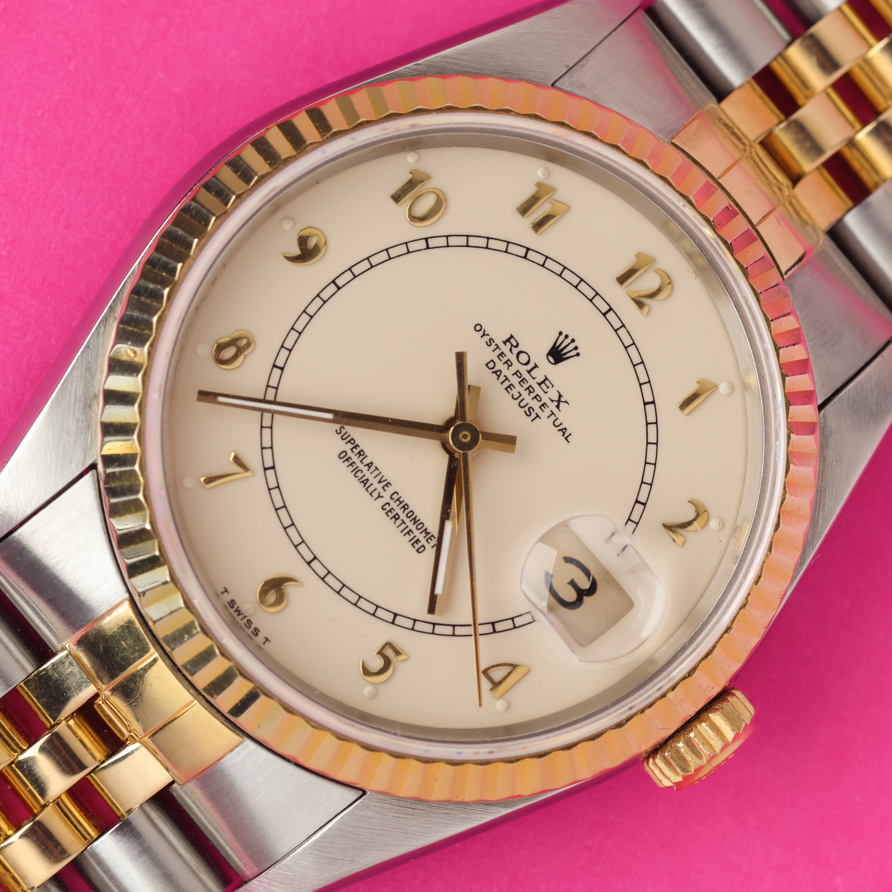 Rolex Datejust Ref. 16233 Steel and Gold Creamy Boiler Gauge Dial