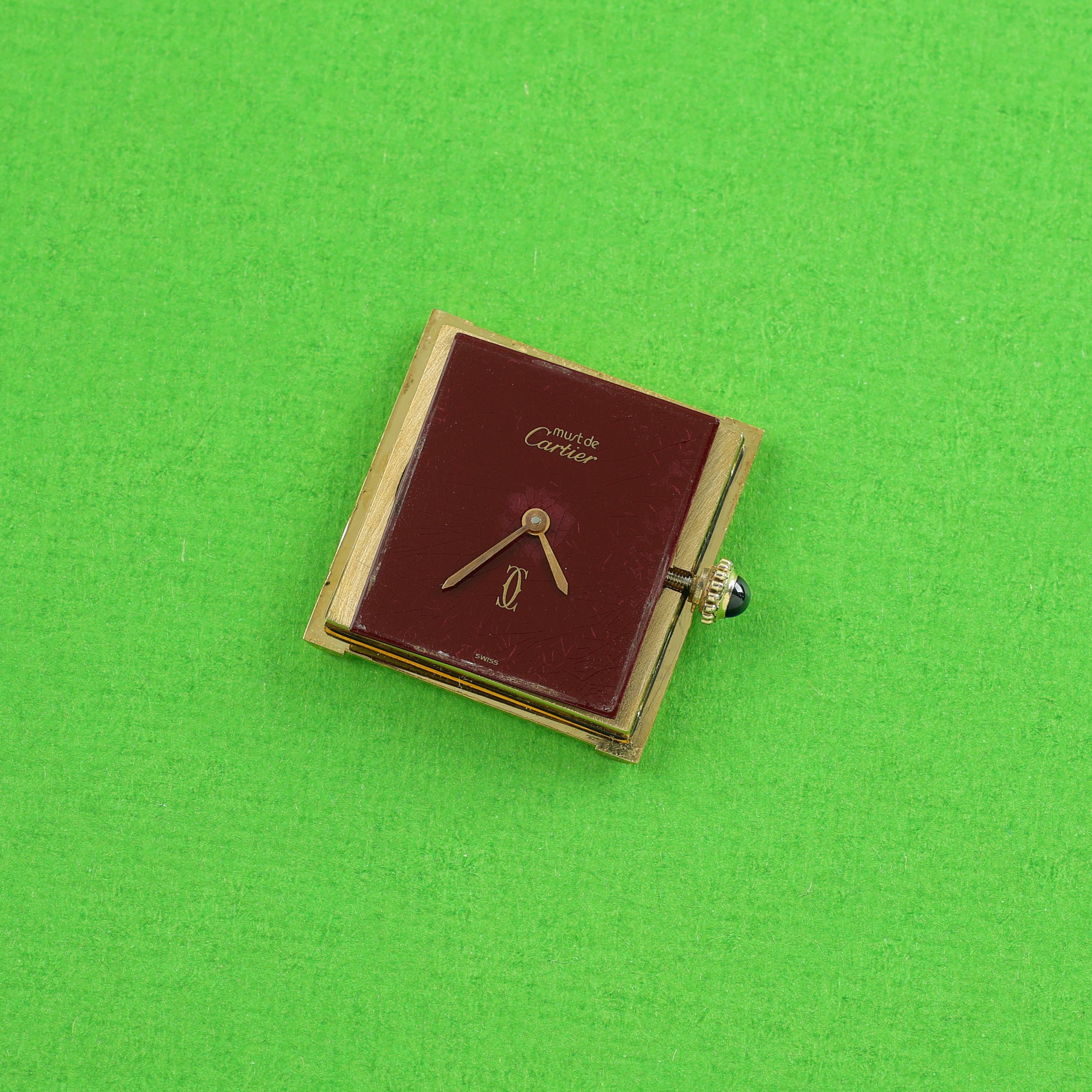 Cartier Tank Must Large Burgundy Red Dial