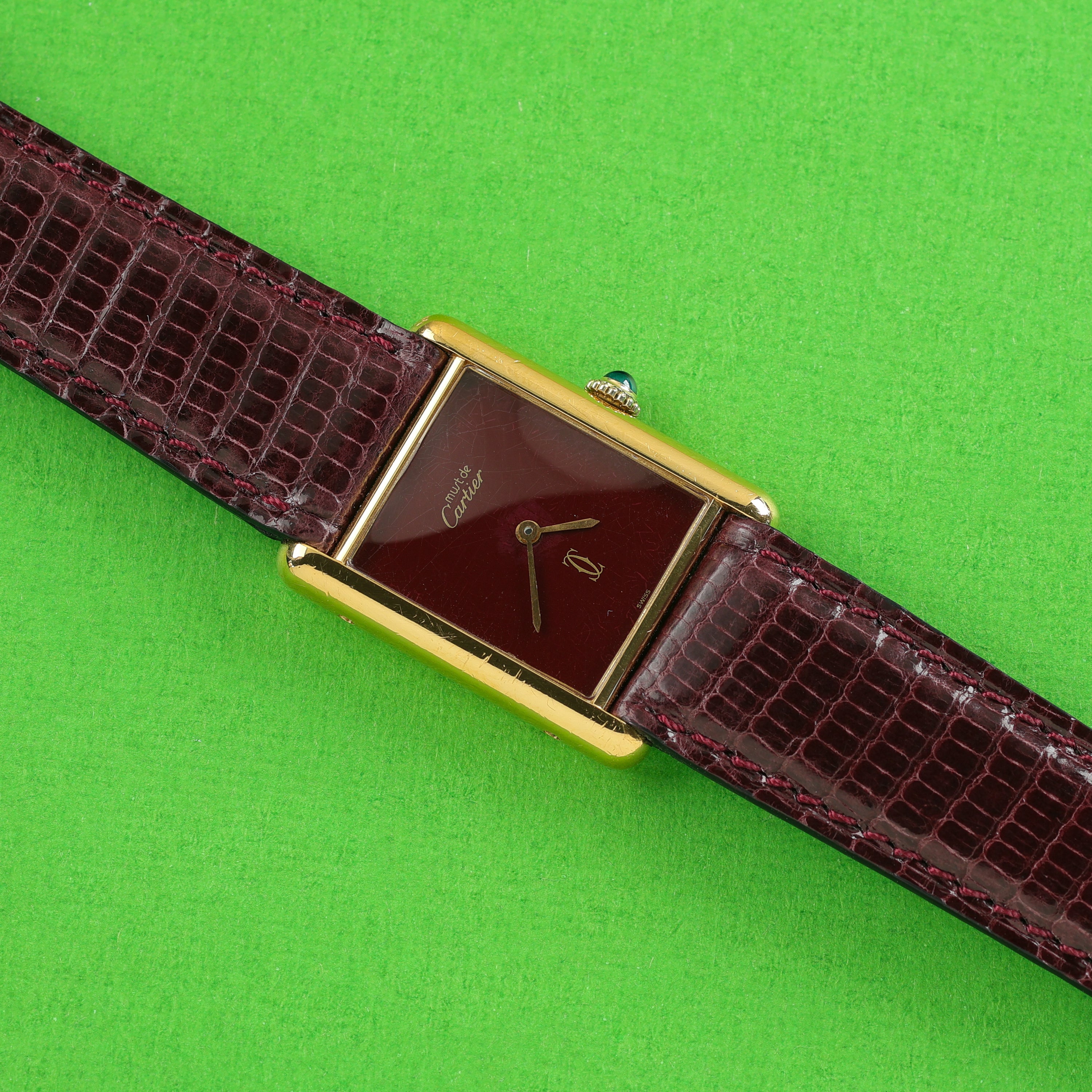 Cartier Tank Must Large Burgundy Red Dial