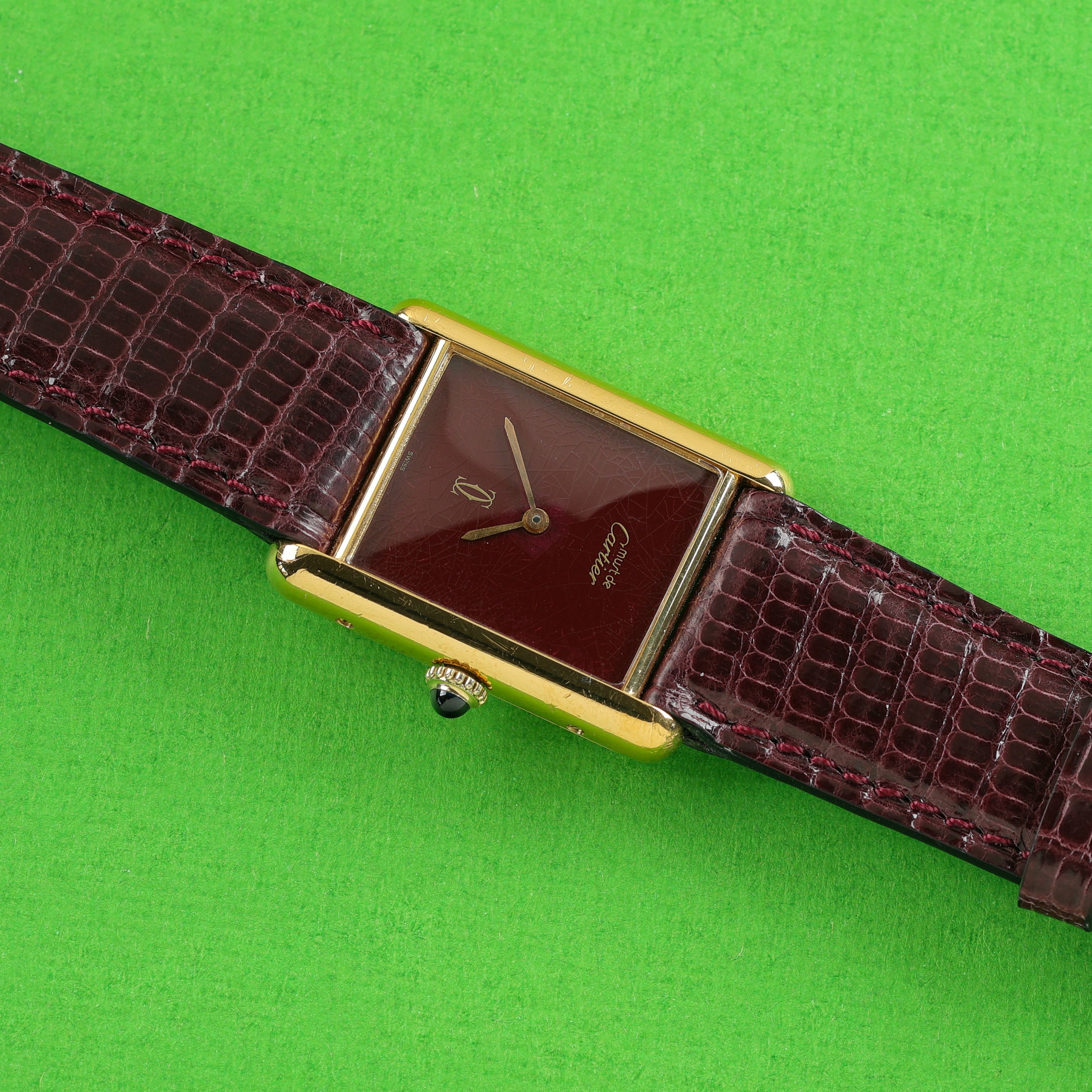 Cartier Tank Must Large Burgundy Red Dial