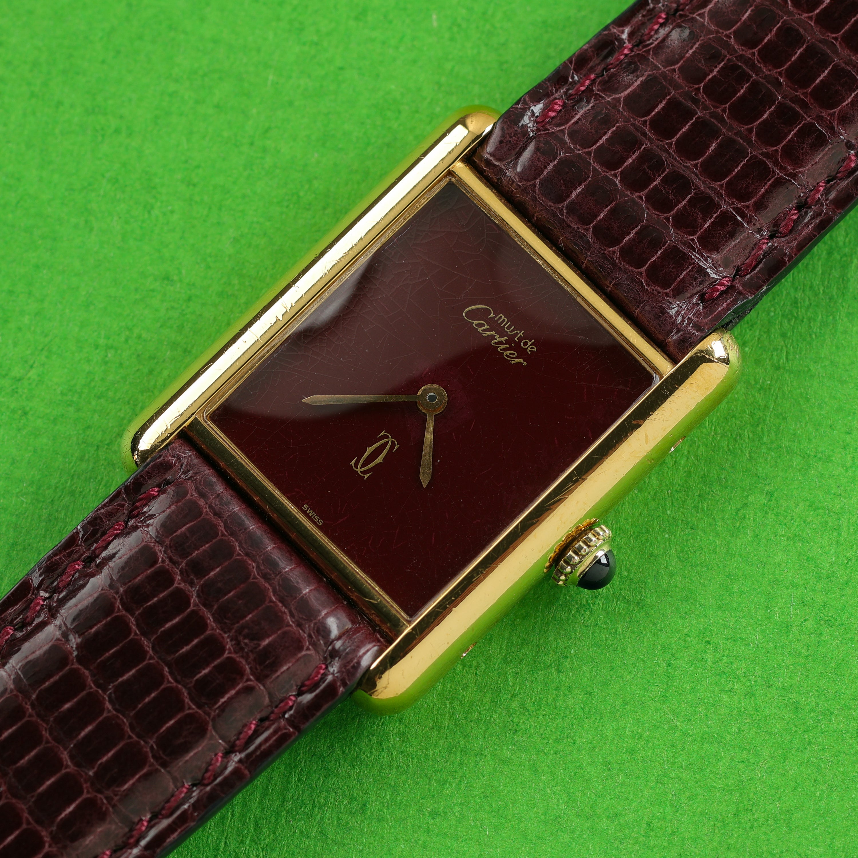 Cartier Tank Must Large Burgundy Red Dial
