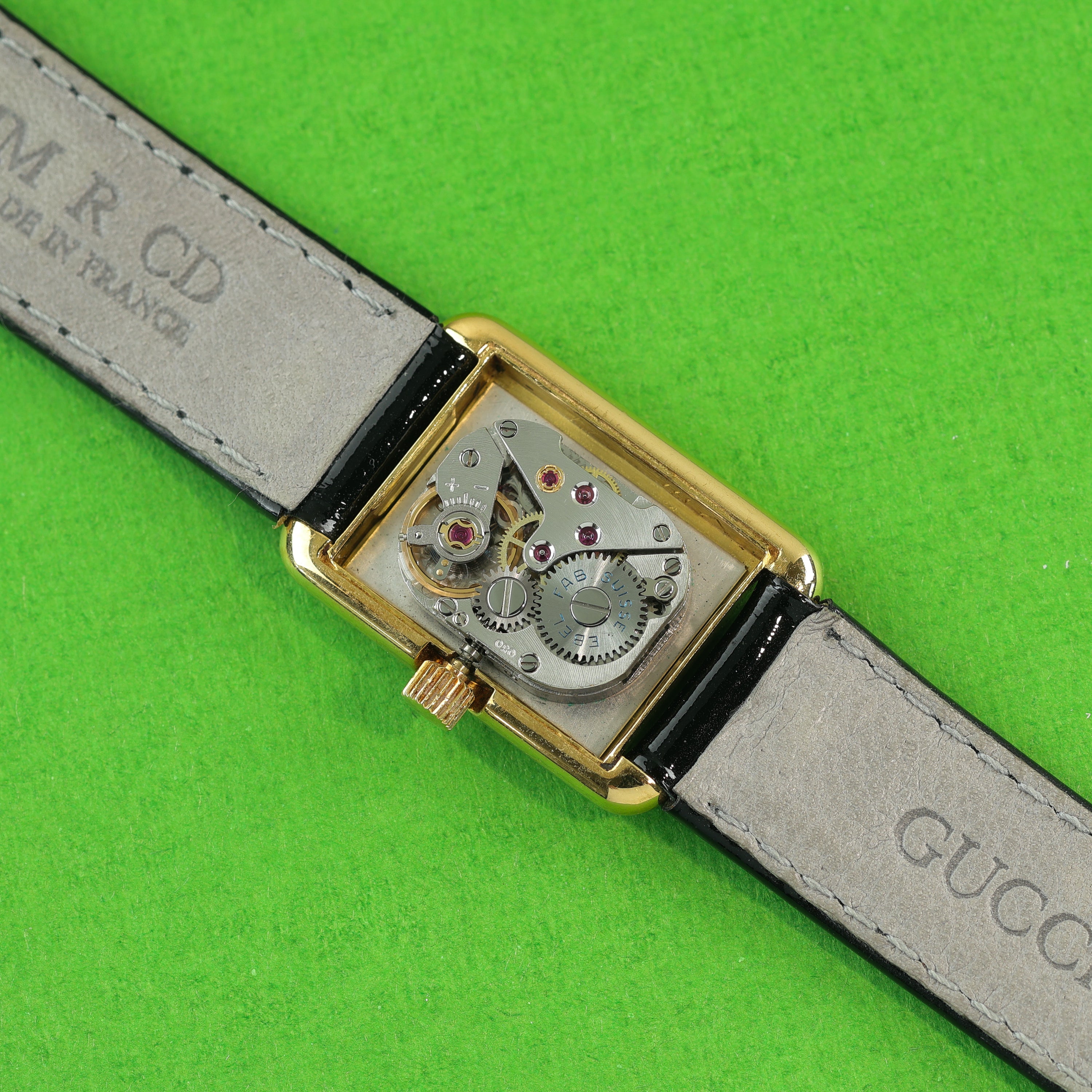 Chaumet Rectangular 18K Yellow Gold Lapis Lazuli Stone Dial