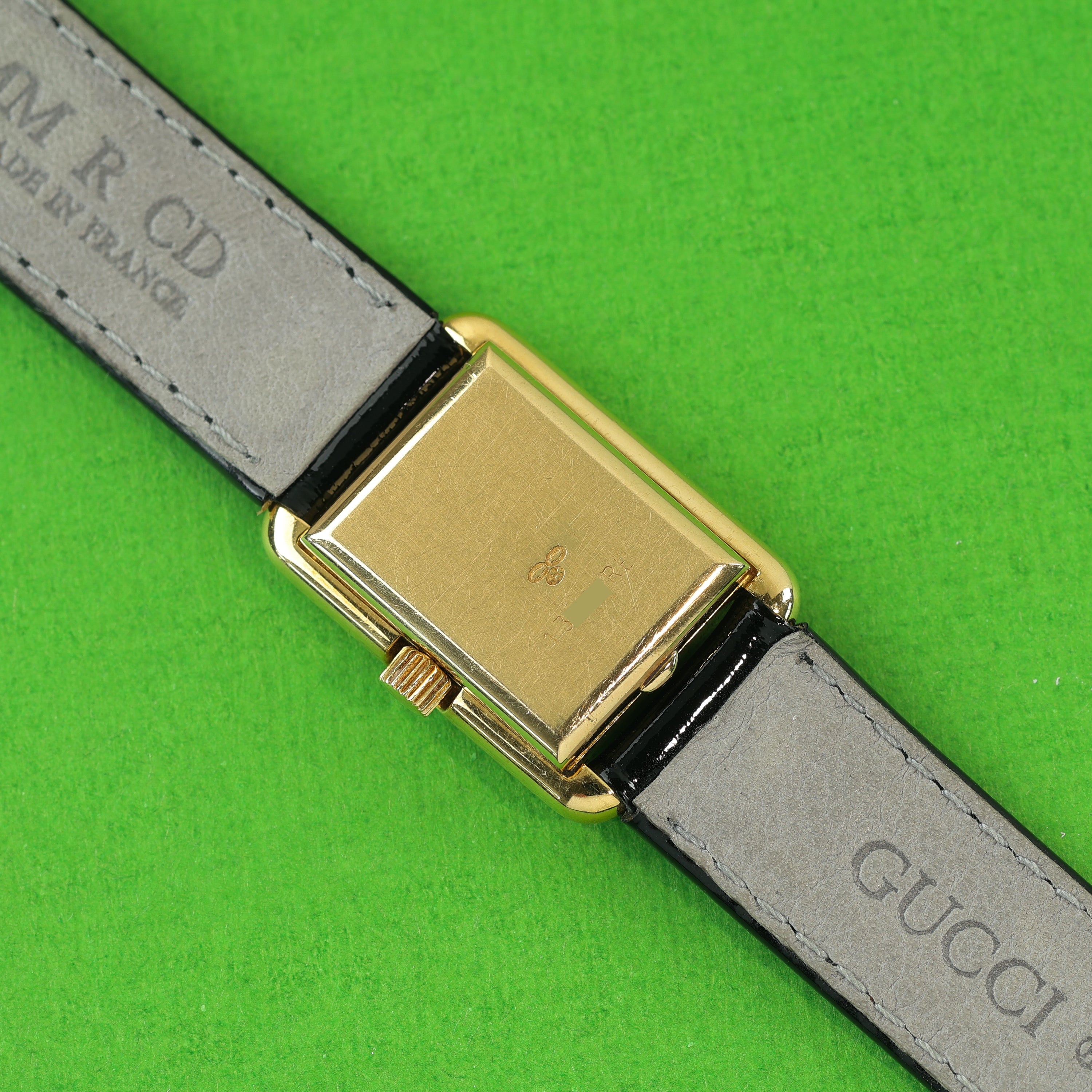 Chaumet Rectangular 18K Yellow Gold Lapis Lazuli Stone Dial