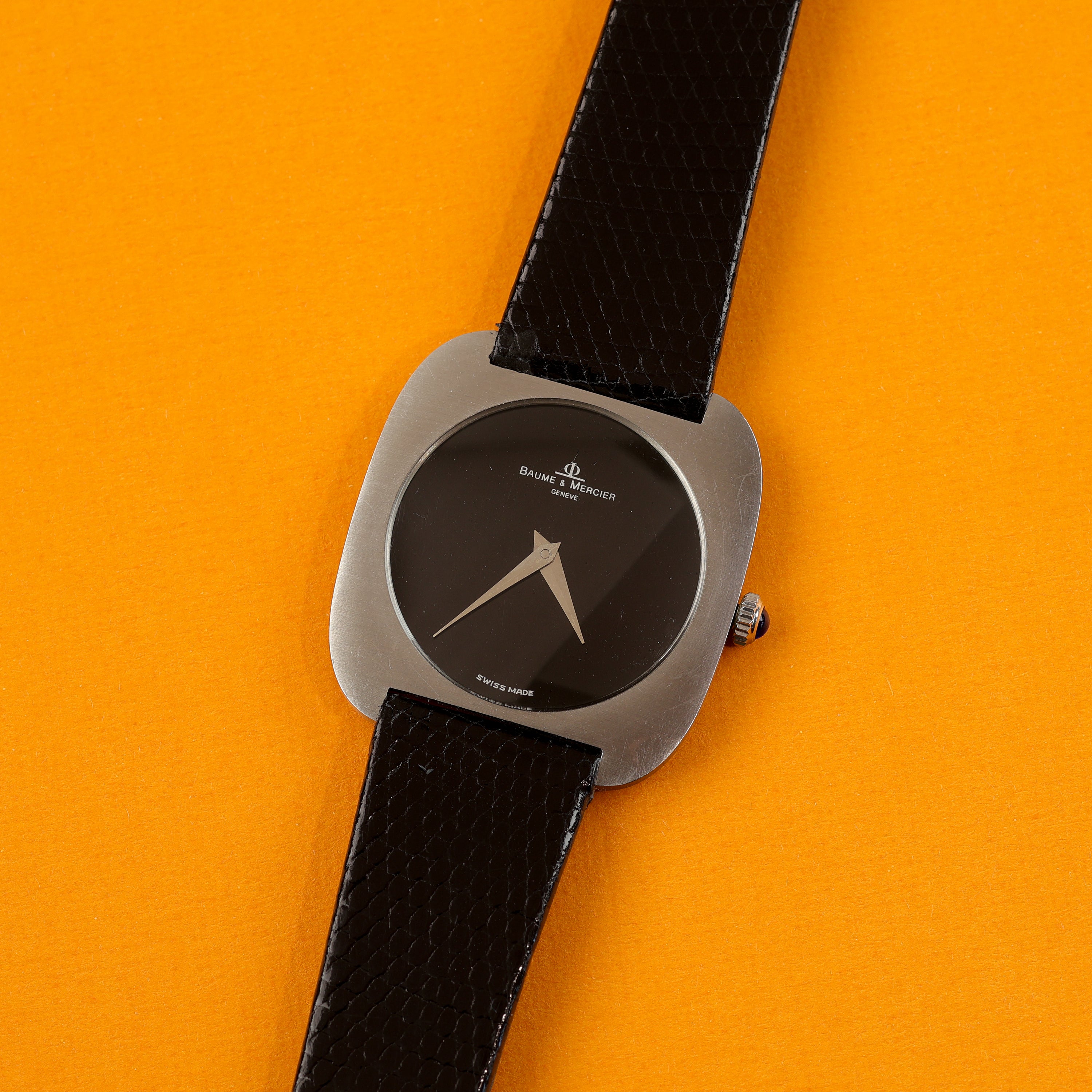 Baume Mercier Ref. 1721 Steel Dresswatch Black Lacquer Dial