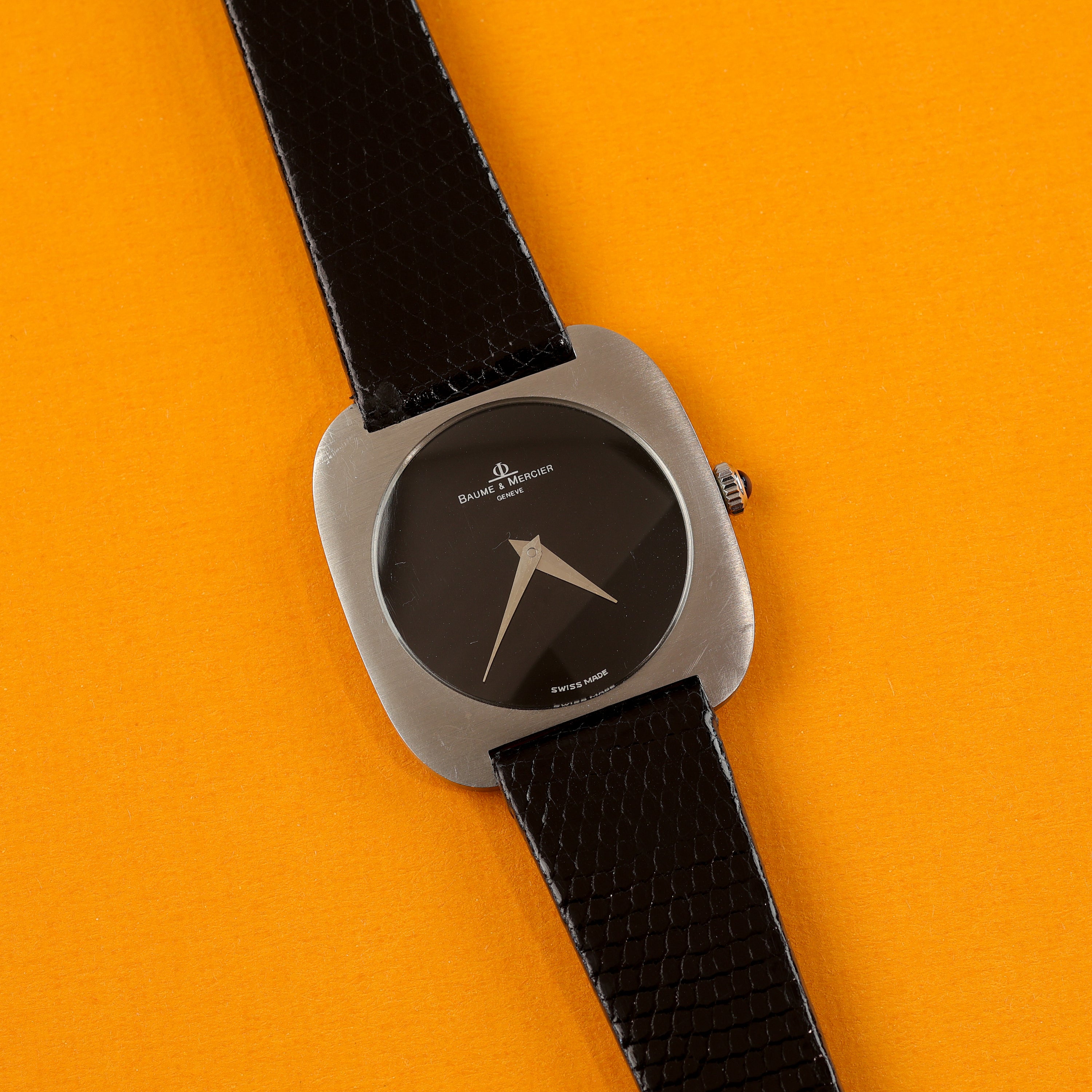 Baume Mercier Ref. 1721 Steel Dresswatch Black Lacquer Dial