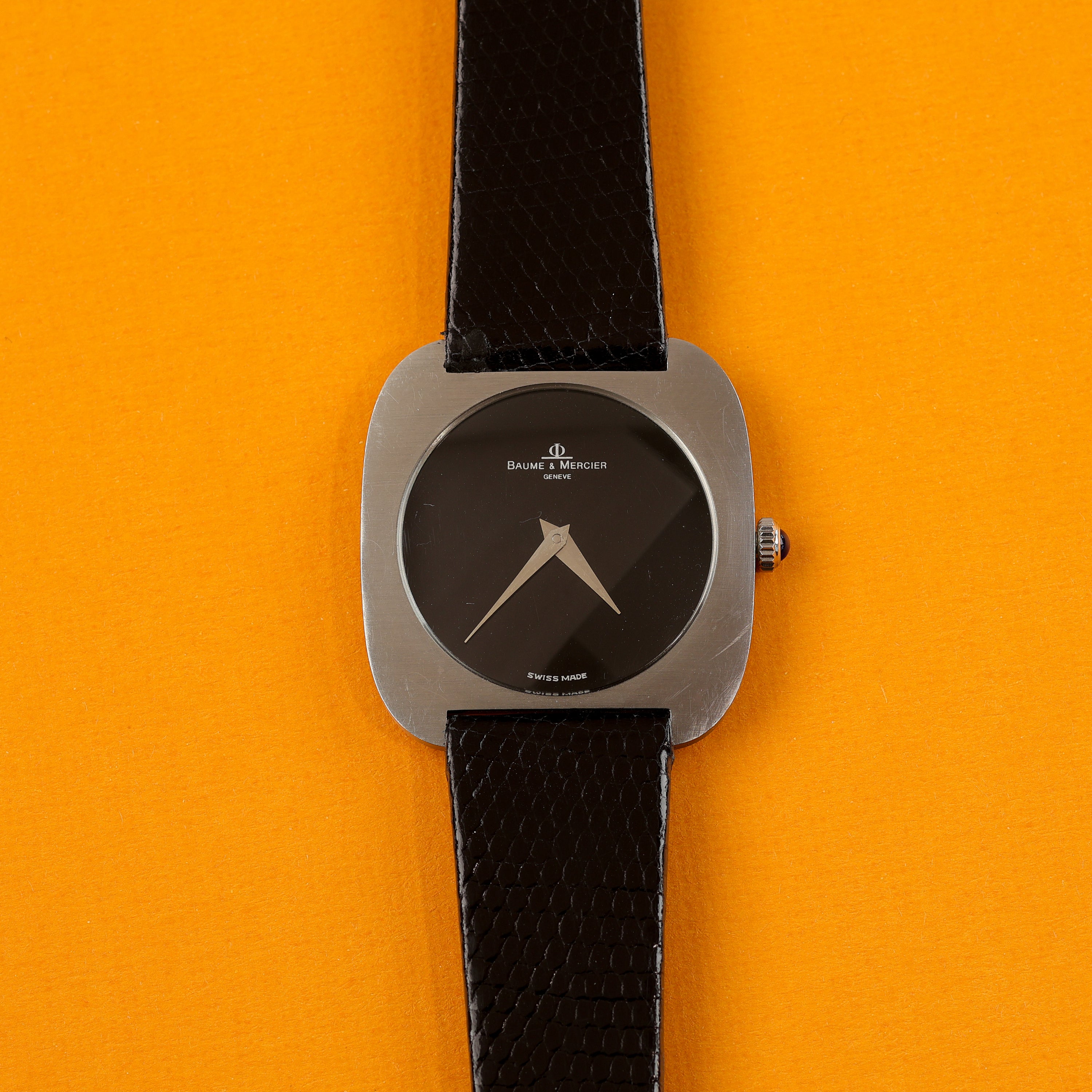 Baume Mercier Ref. 1721 Steel Dresswatch Black Lacquer Dial