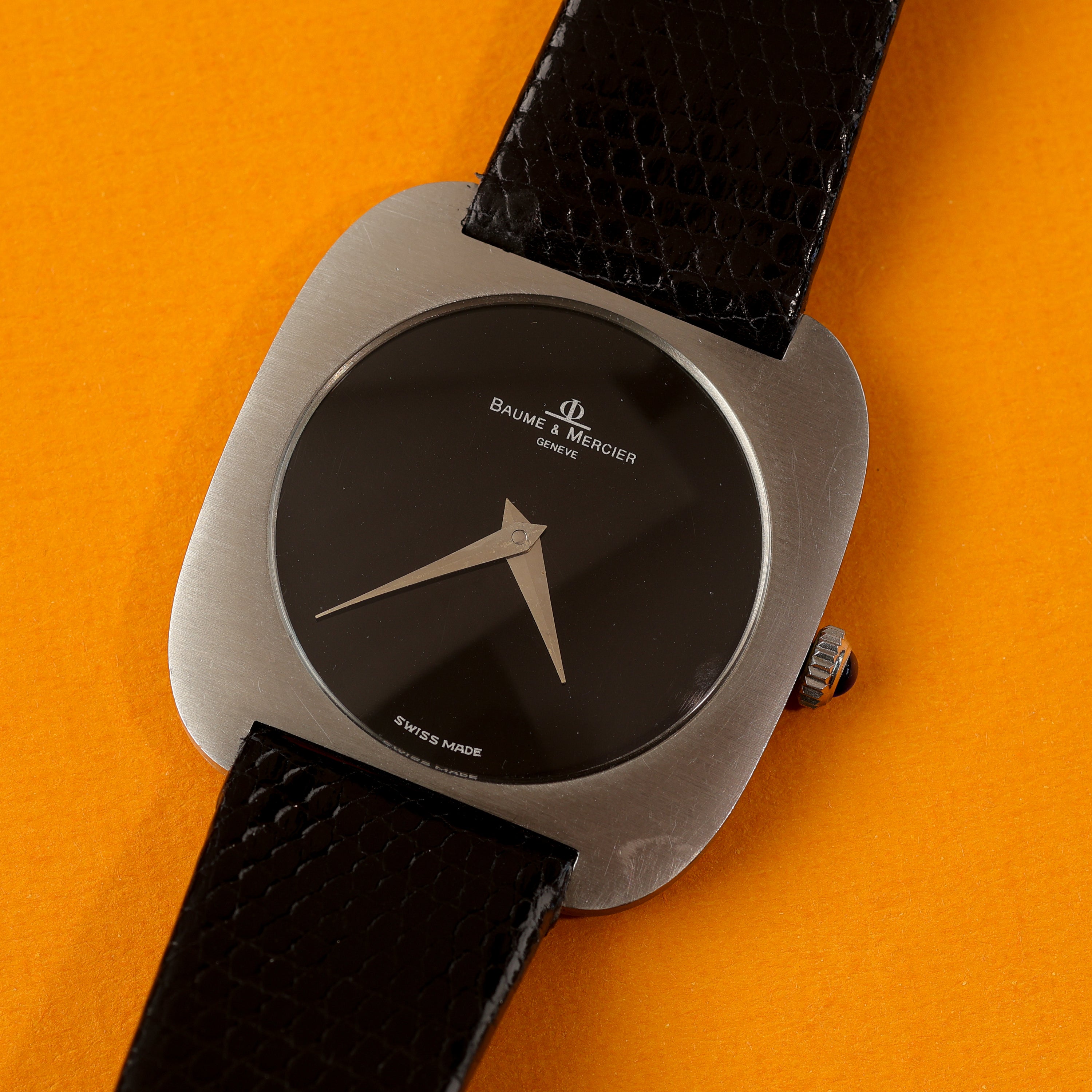 Baume Mercier Ref. 1721 Steel Dresswatch Black Lacquer Dial