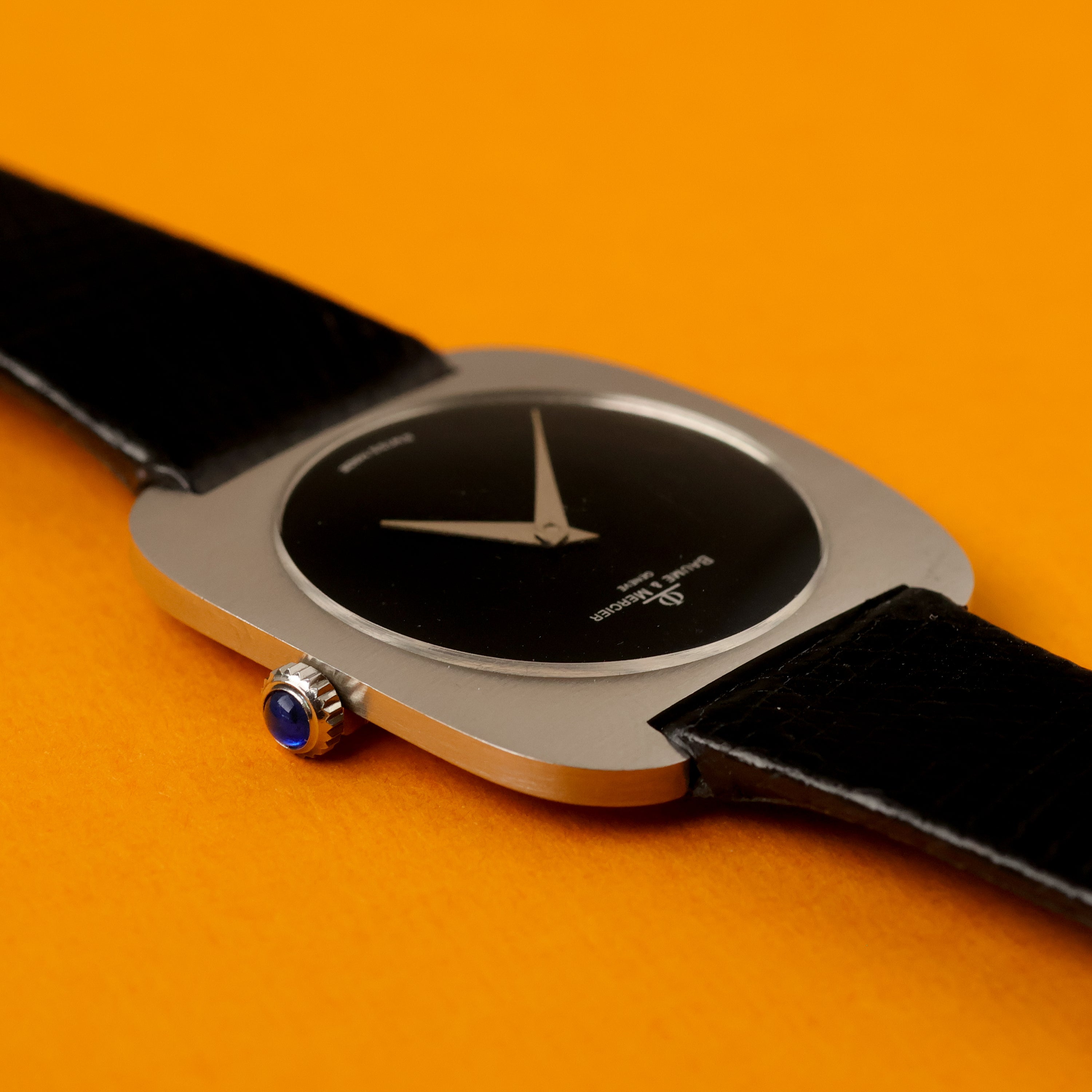 Baume Mercier Ref. 1721 Steel Dresswatch Black Lacquer Dial