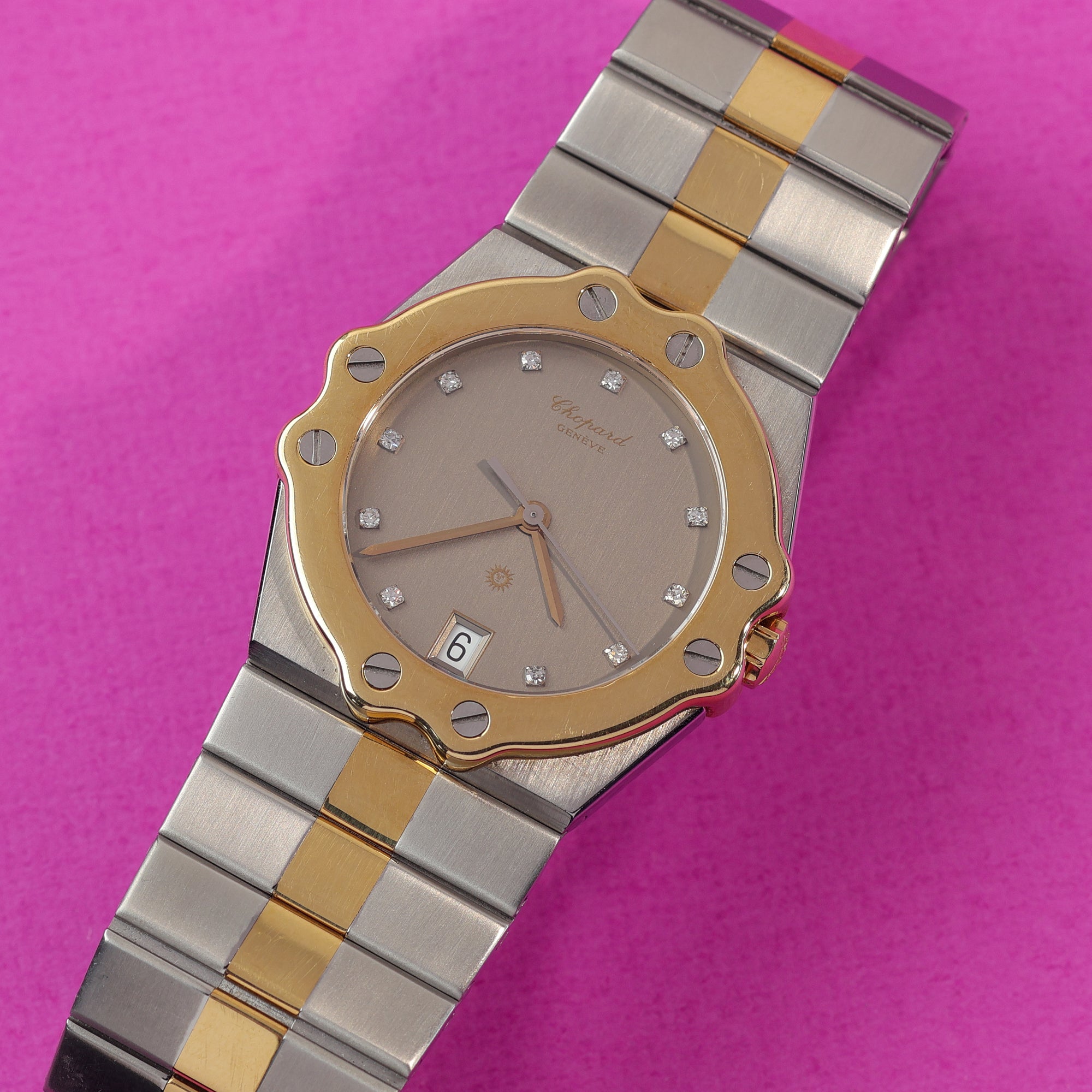 Chopard St. Moritz Ref. 8023 Steel and Gold Slate Grey Diamond Dial