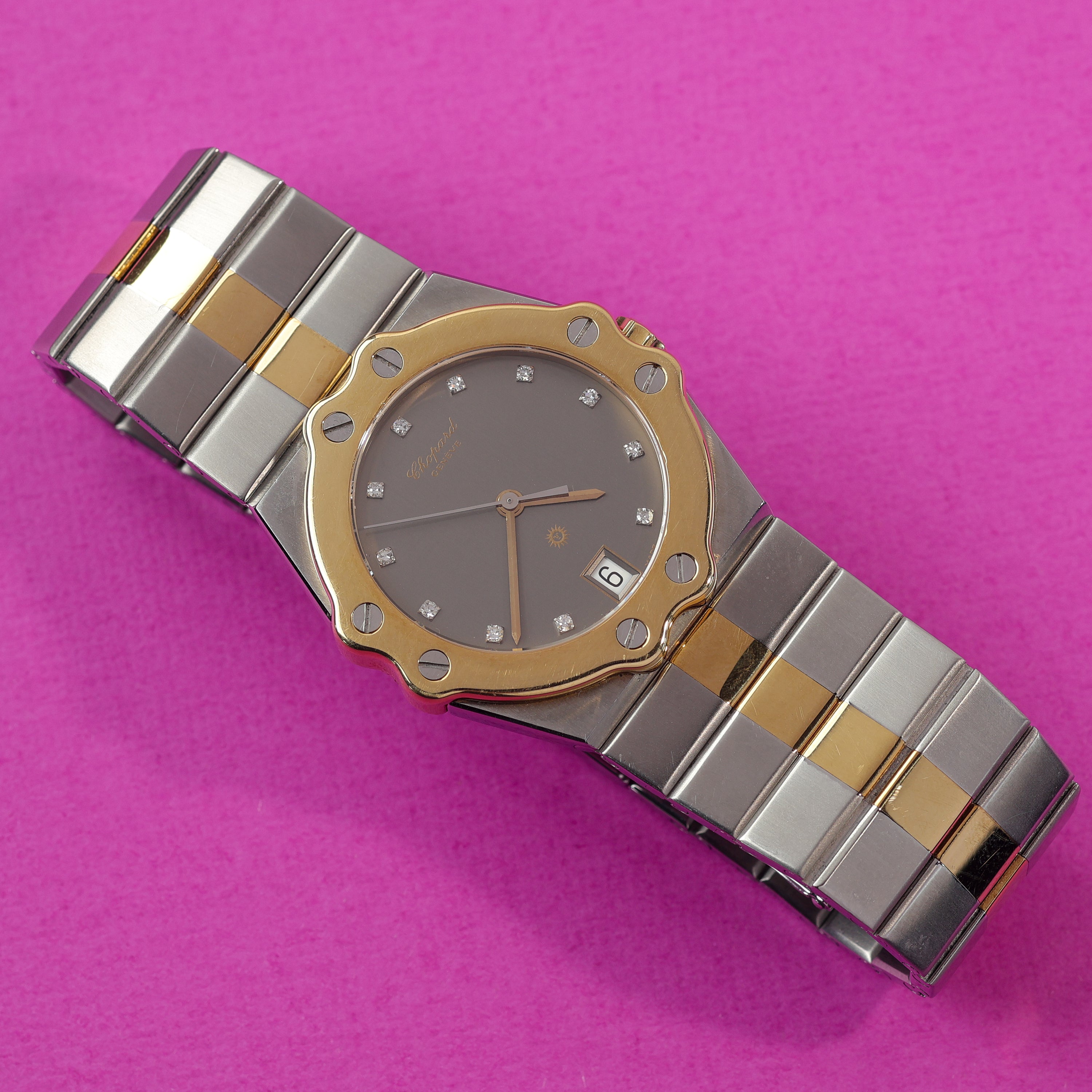 Chopard St. Moritz Ref. 8023 Steel and Gold Slate Grey Diamond Dial