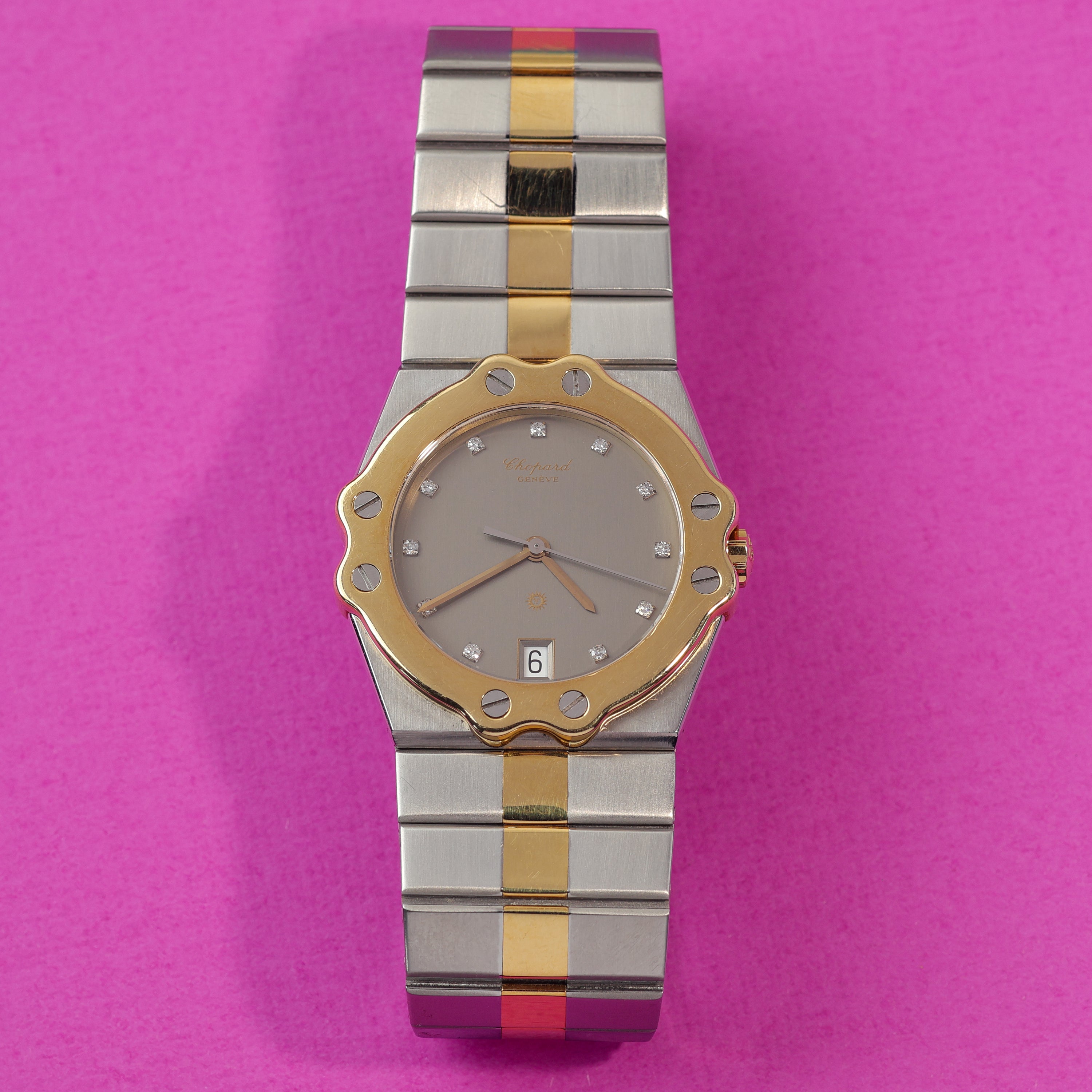 Chopard St. Moritz Ref. 8023 Steel and Gold Slate Grey Diamond Dial