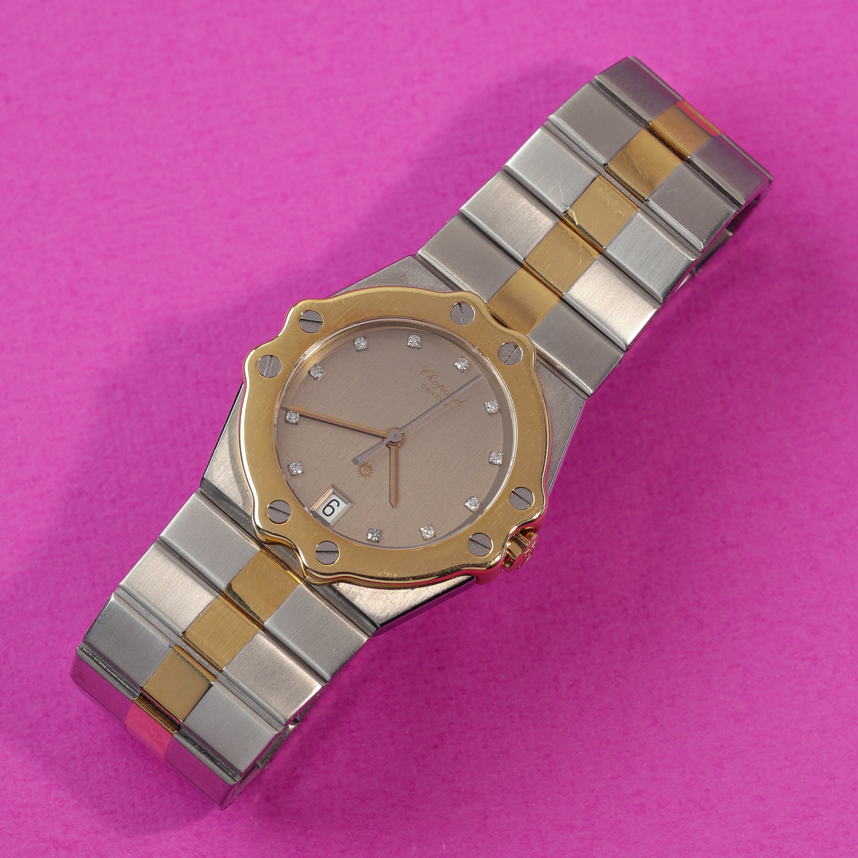 Chopard St. Moritz Ref. 8023 Steel and Gold Slate Grey Diamond Dial