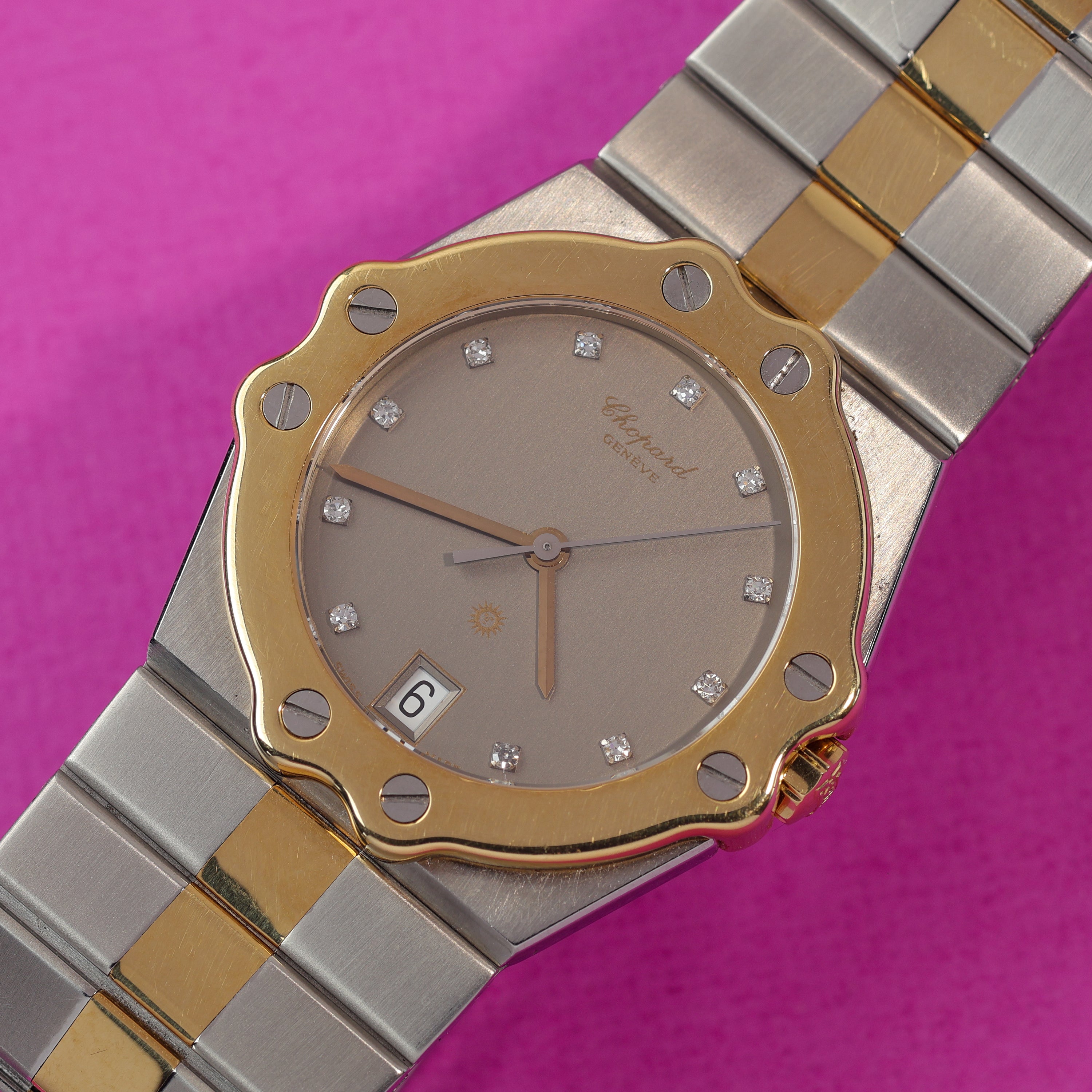 Chopard St. Moritz Ref. 8023 Steel and Gold Slate Grey Diamond Dial