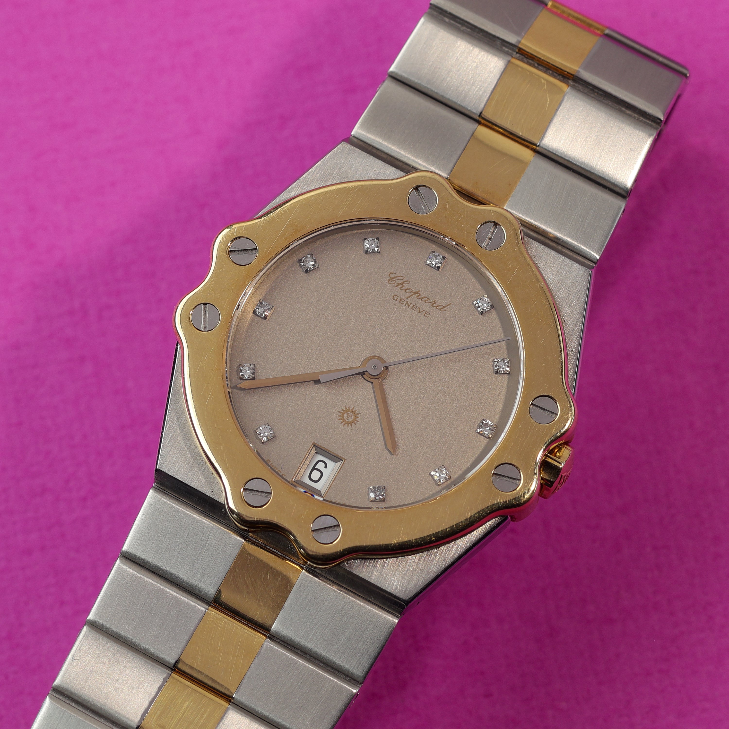 Chopard St. Moritz Ref. 8023 Steel and Gold Slate Grey Diamond Dial