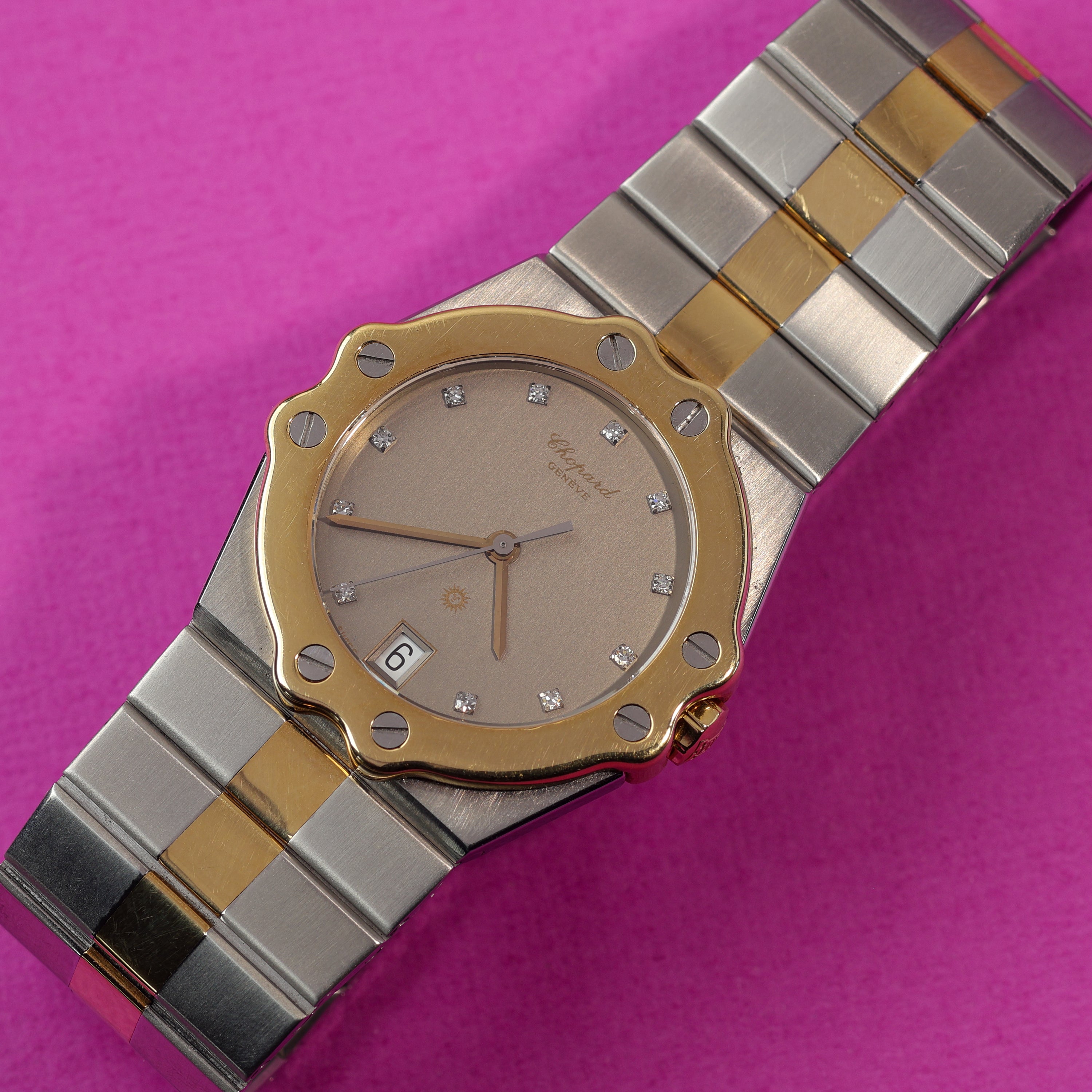 Chopard St. Moritz Ref. 8023 Steel and Gold Slate Grey Diamond Dial