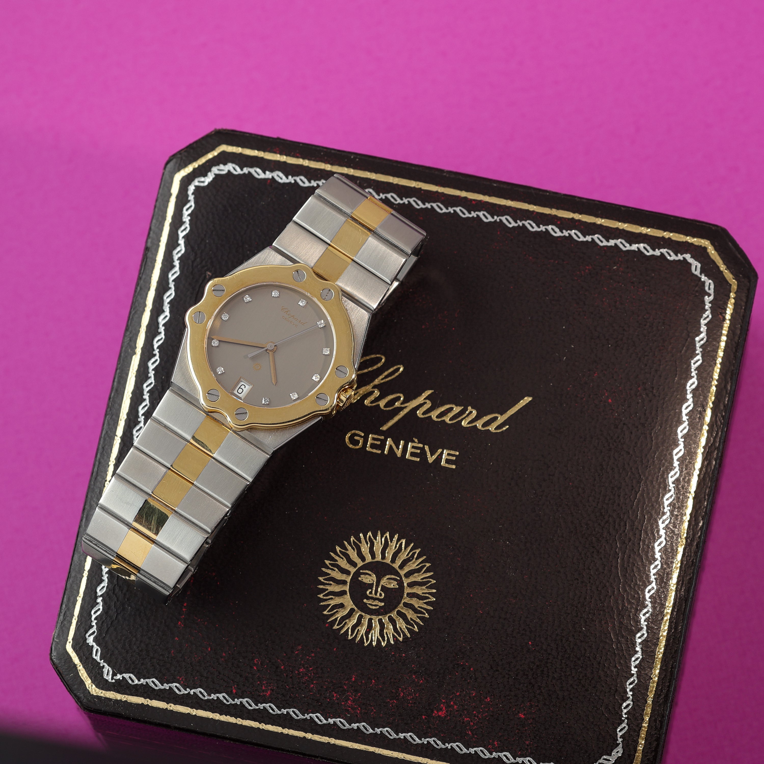 Chopard St. Moritz Ref. 8023 Steel and Gold Slate Grey Diamond Dial