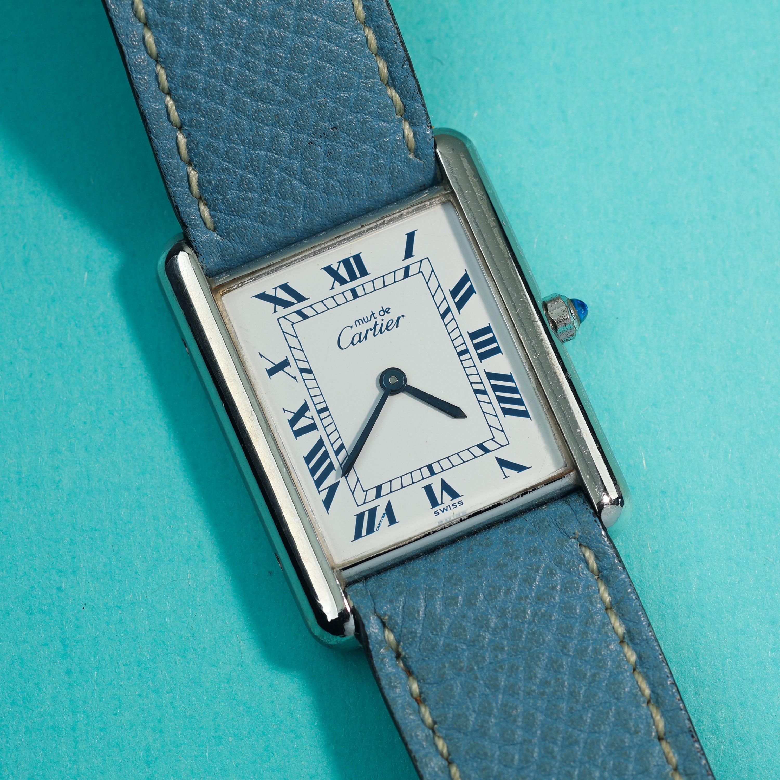 Cartier Tank Must Ref. 681006 Silver Dark Blue Roman Dial
