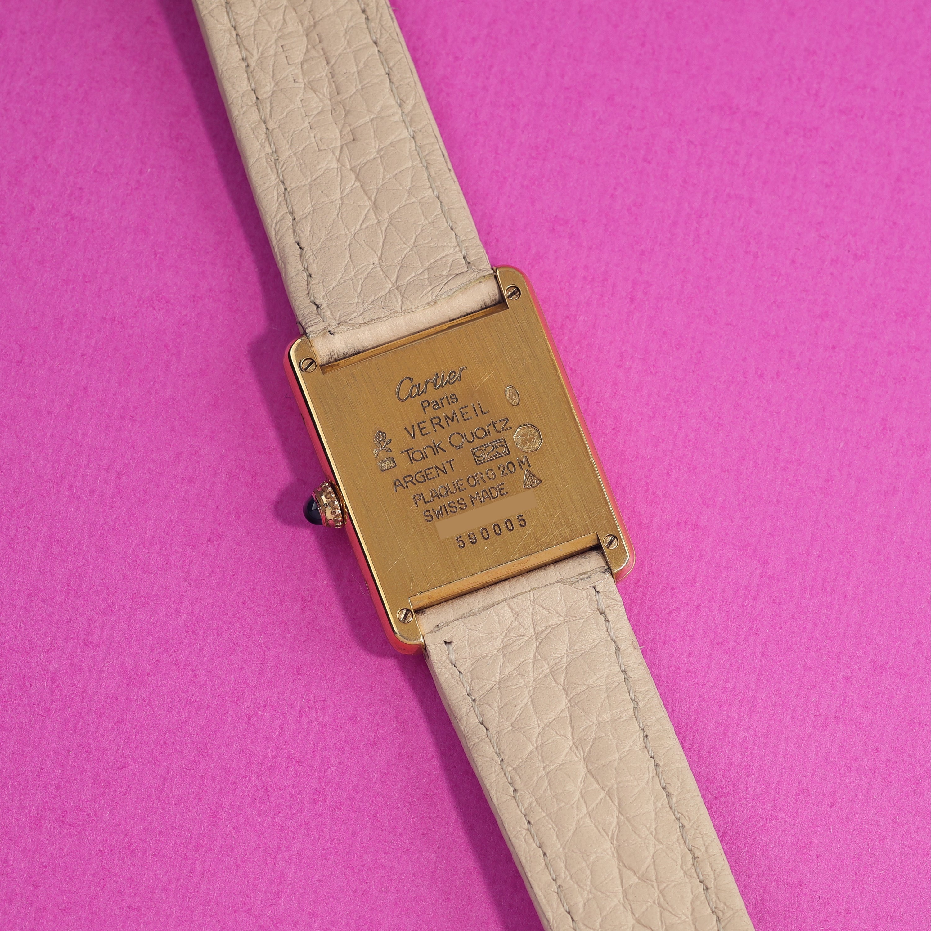 Cartier Must Tank Ref. 590005 Cream Dial Invoice and Box