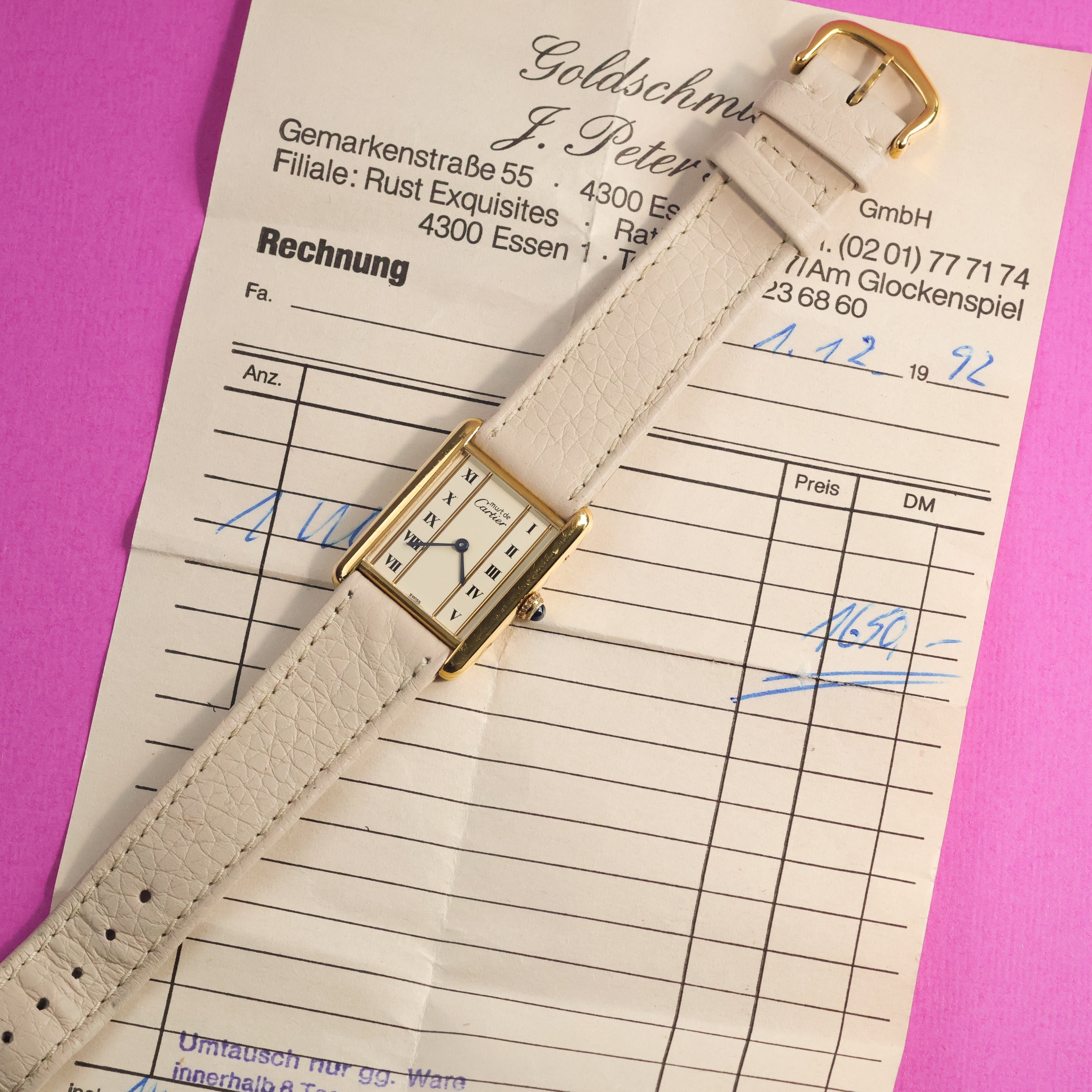 Cartier Must Tank Ref. 590005 Cream Dial Invoice and Box