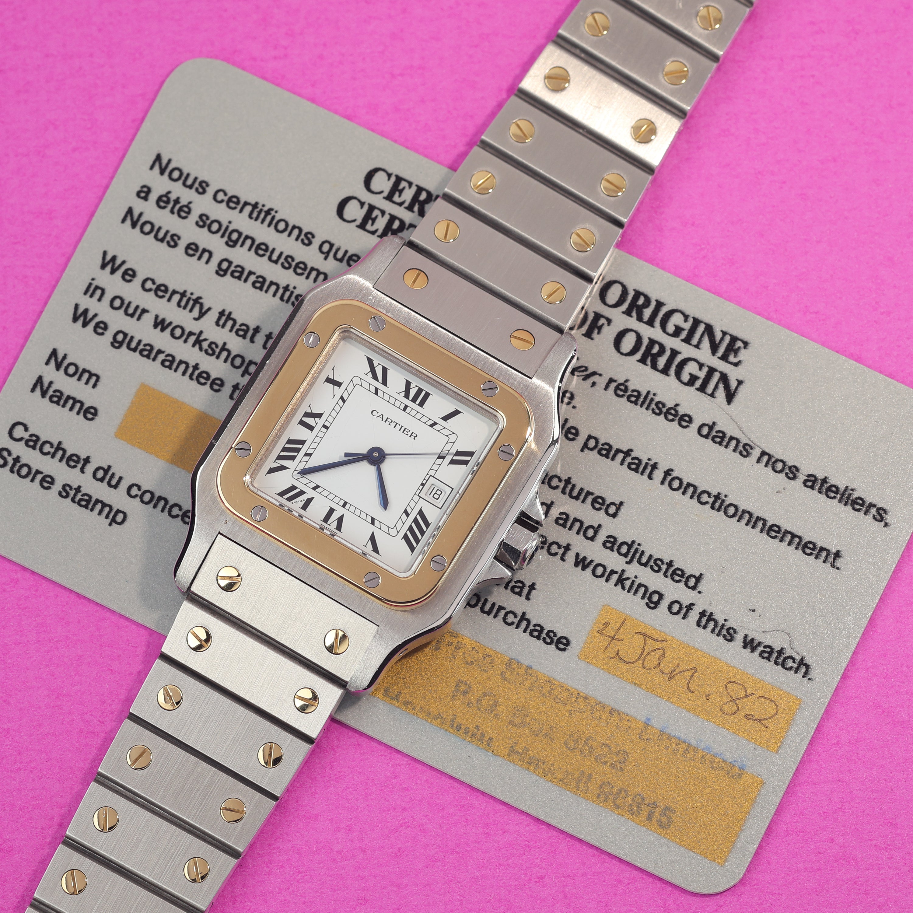 Cartier Santos Ref. 2961 Steel and Gold Box and Papers
